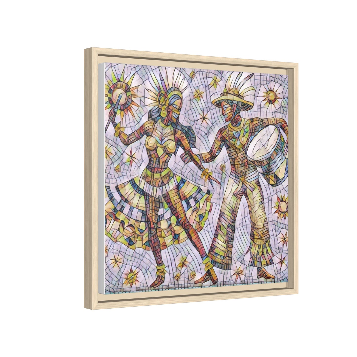 Carnival Dancers Framed Canvas Art — Colorful Samba Rhythm Wall Decor