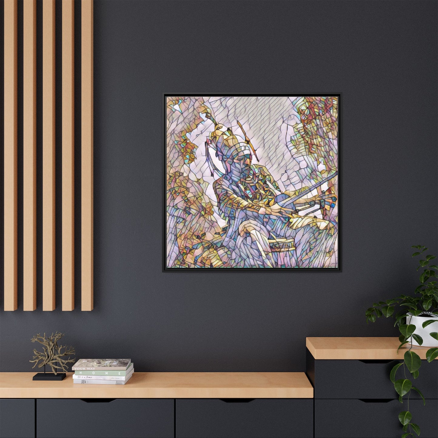 Framed Archery Canvas Print — Stained-Glass Archer Wall Art