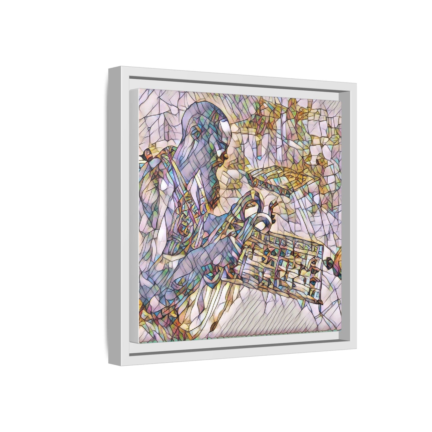 Framed Matte Canvas Art – Abstract Musician with Keyboard (Multi-Color)