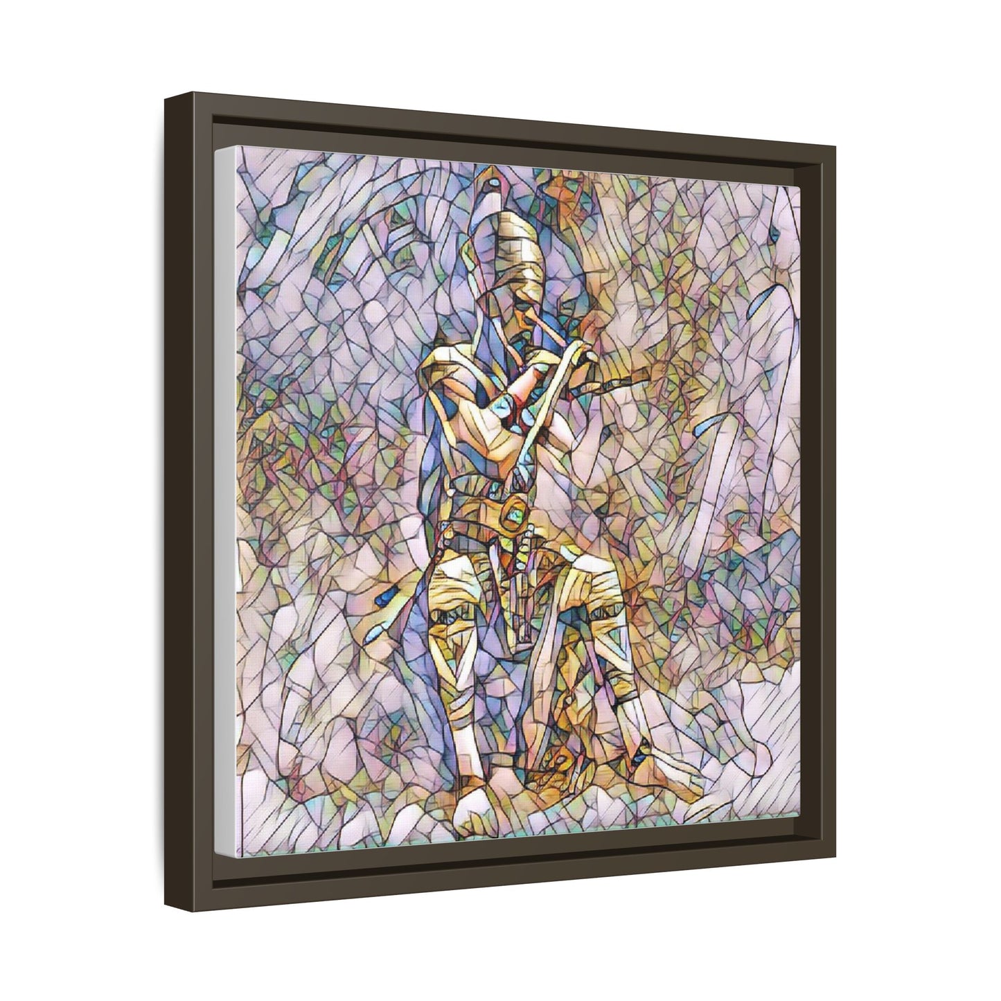 Framed Matte Canvas - Stained Glass Knight Artwork