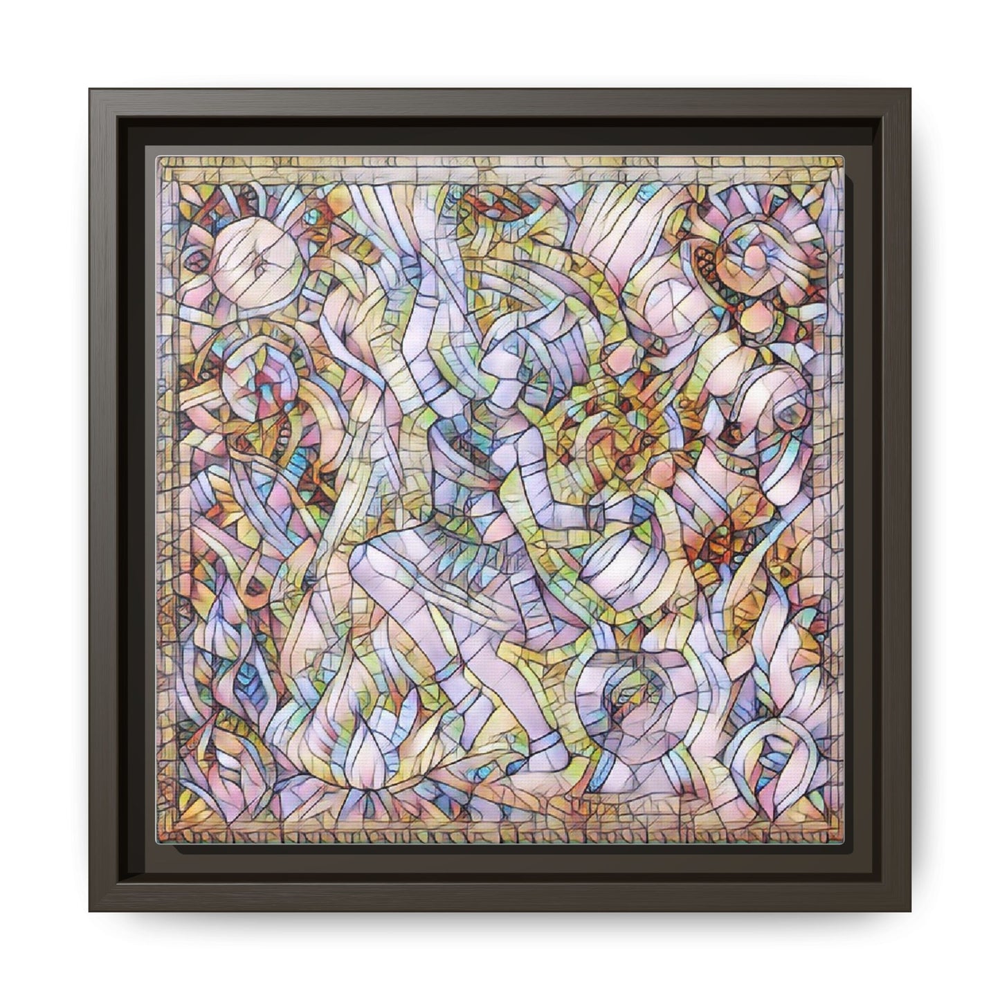 Abstract Stained Glass Dance Matte Framed Canvas