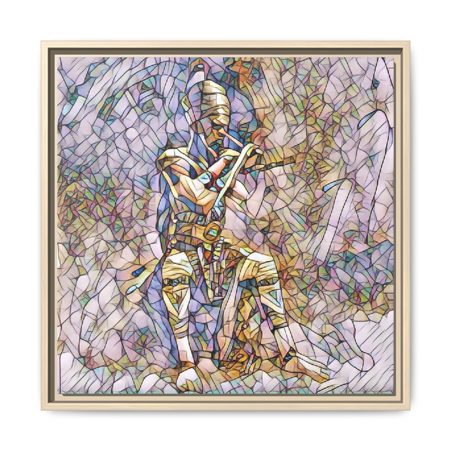 Framed Matte Canvas - Stained Glass Knight Artwork