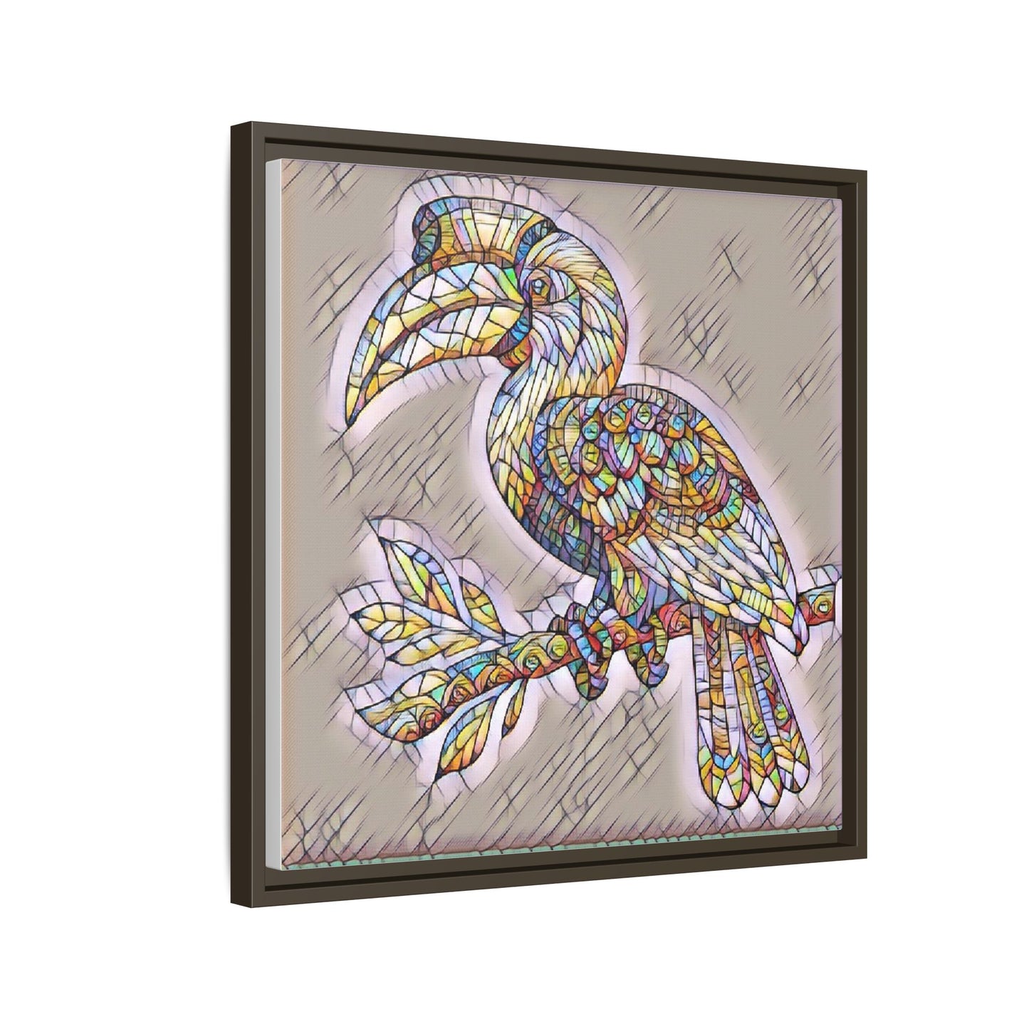Colorful Stained Glass Toucan Matte Canvas Framed Wall Art