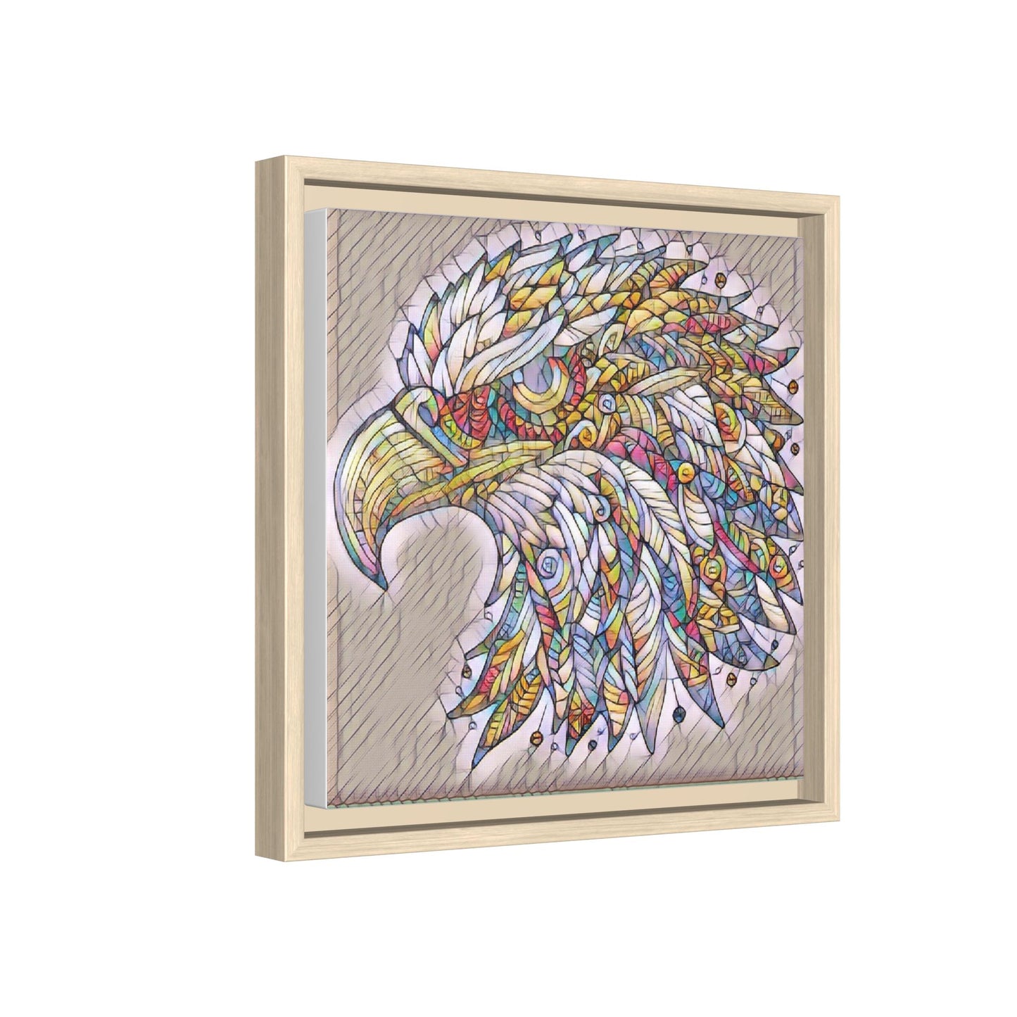 Colorful Eagle Head Matte Framed Canvas Art