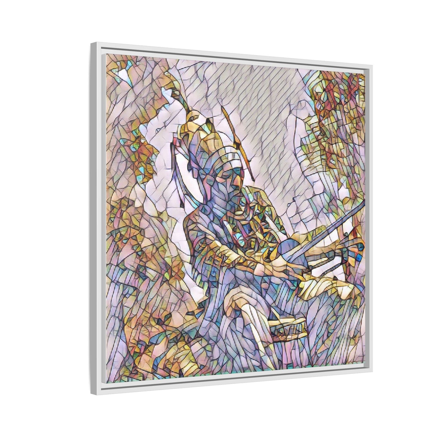 Framed Archery Canvas Print — Stained-Glass Archer Wall Art