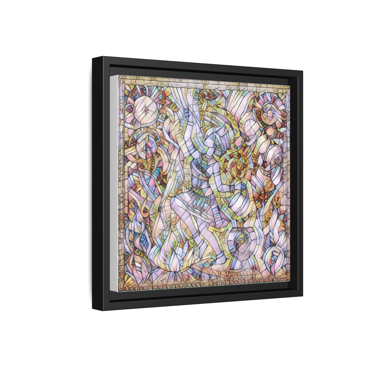 Abstract Stained Glass Dance Matte Framed Canvas
