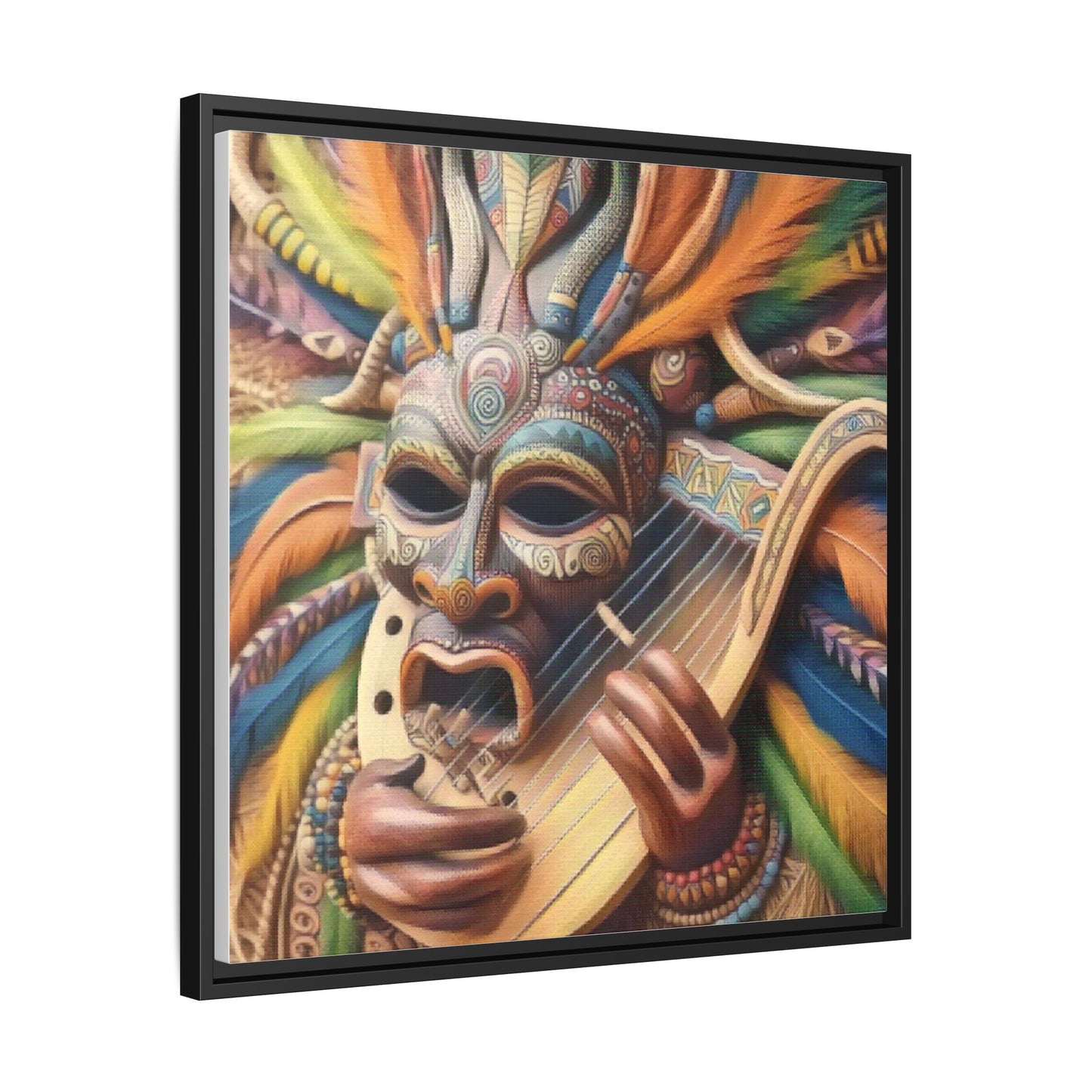 Colorful Tribal Mask Canvas — Framed Matte Wall Art