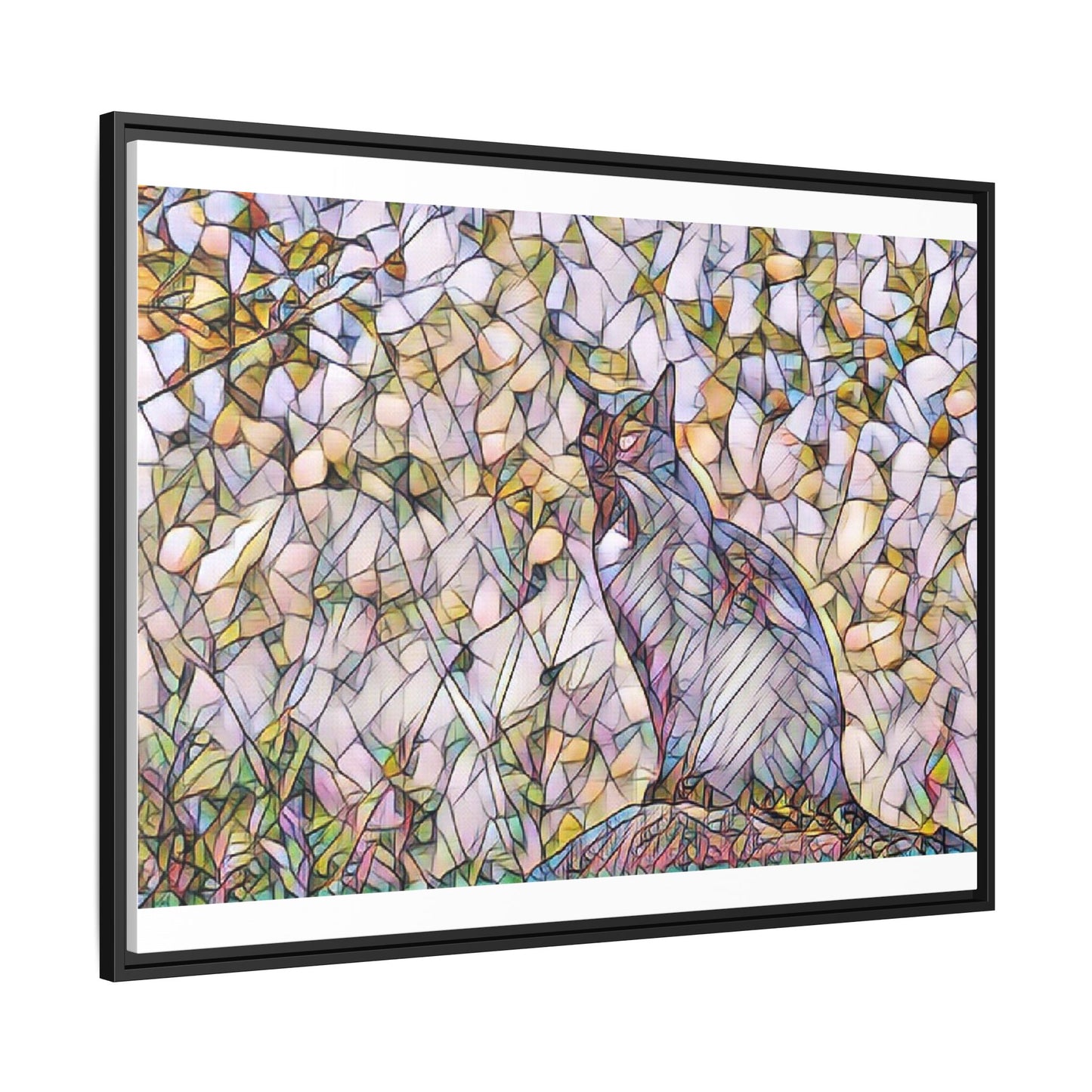 Framed Canvas Art - Stained Glass Heron Nature Print