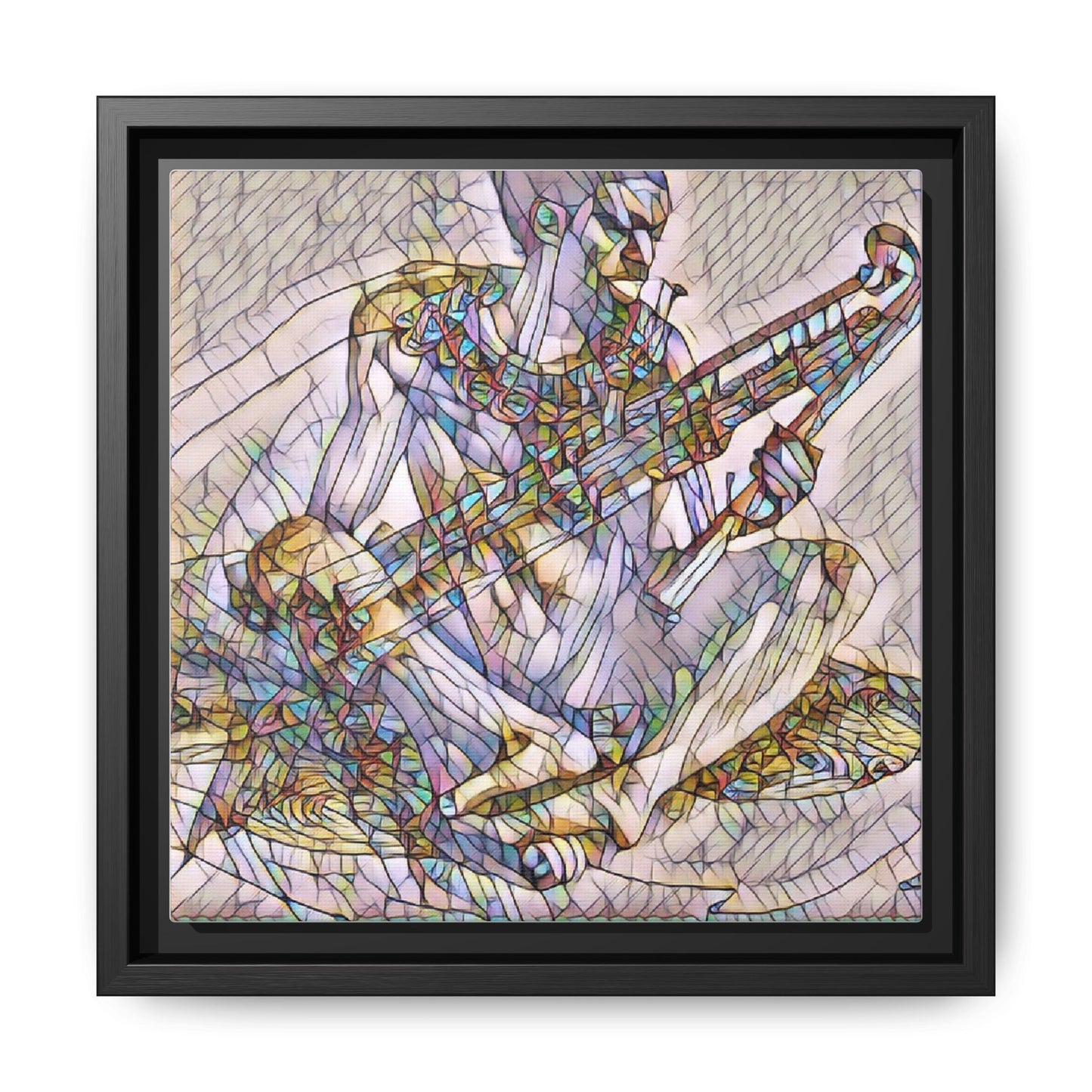 Framed Abstract Musician Canvas Art — Multicolor Modern Wall Decor