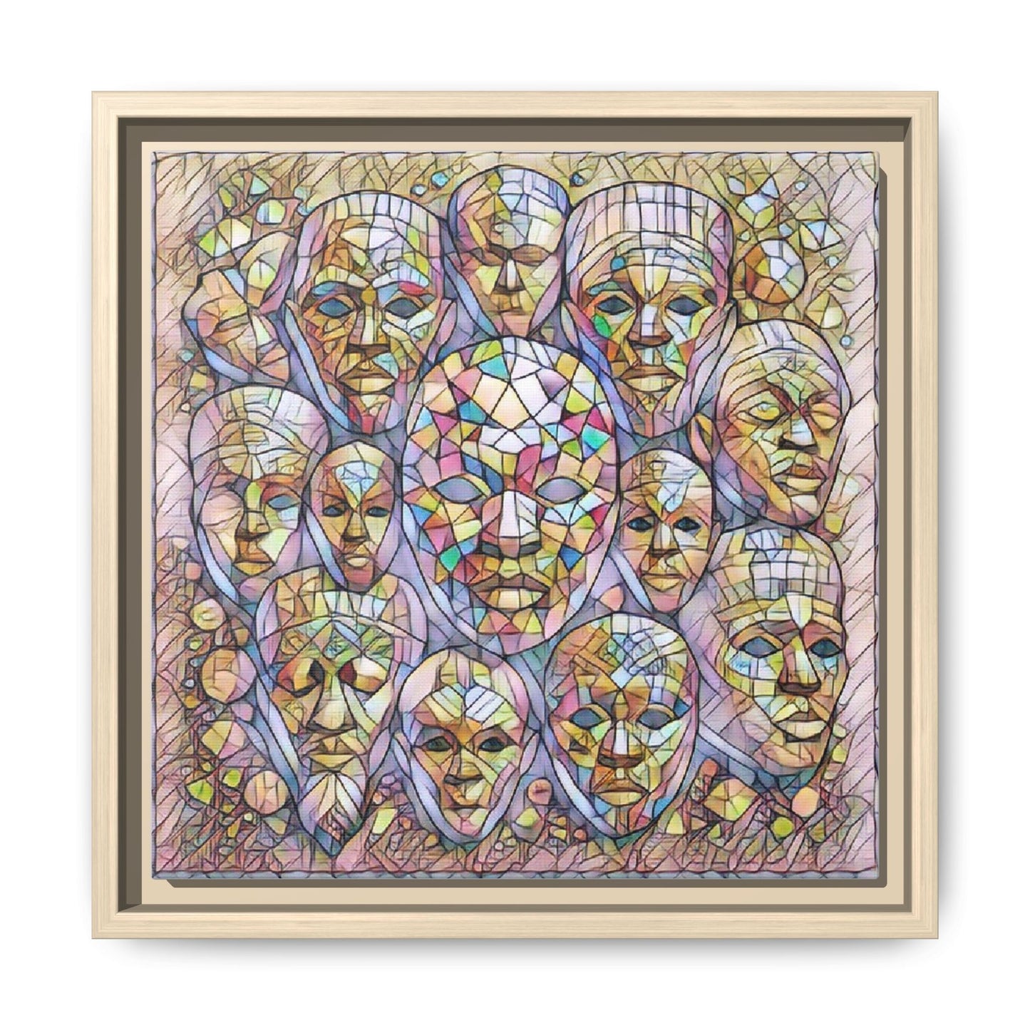 Framed Art Print — Mosaic Faces Matte Canvas