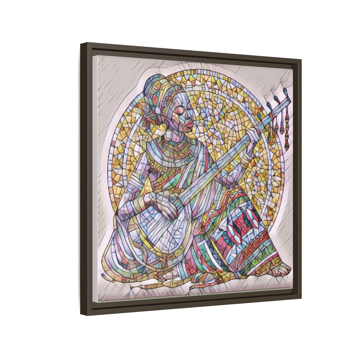Framed Canvas Art - Colorful Mosaic Musician Wall Decor