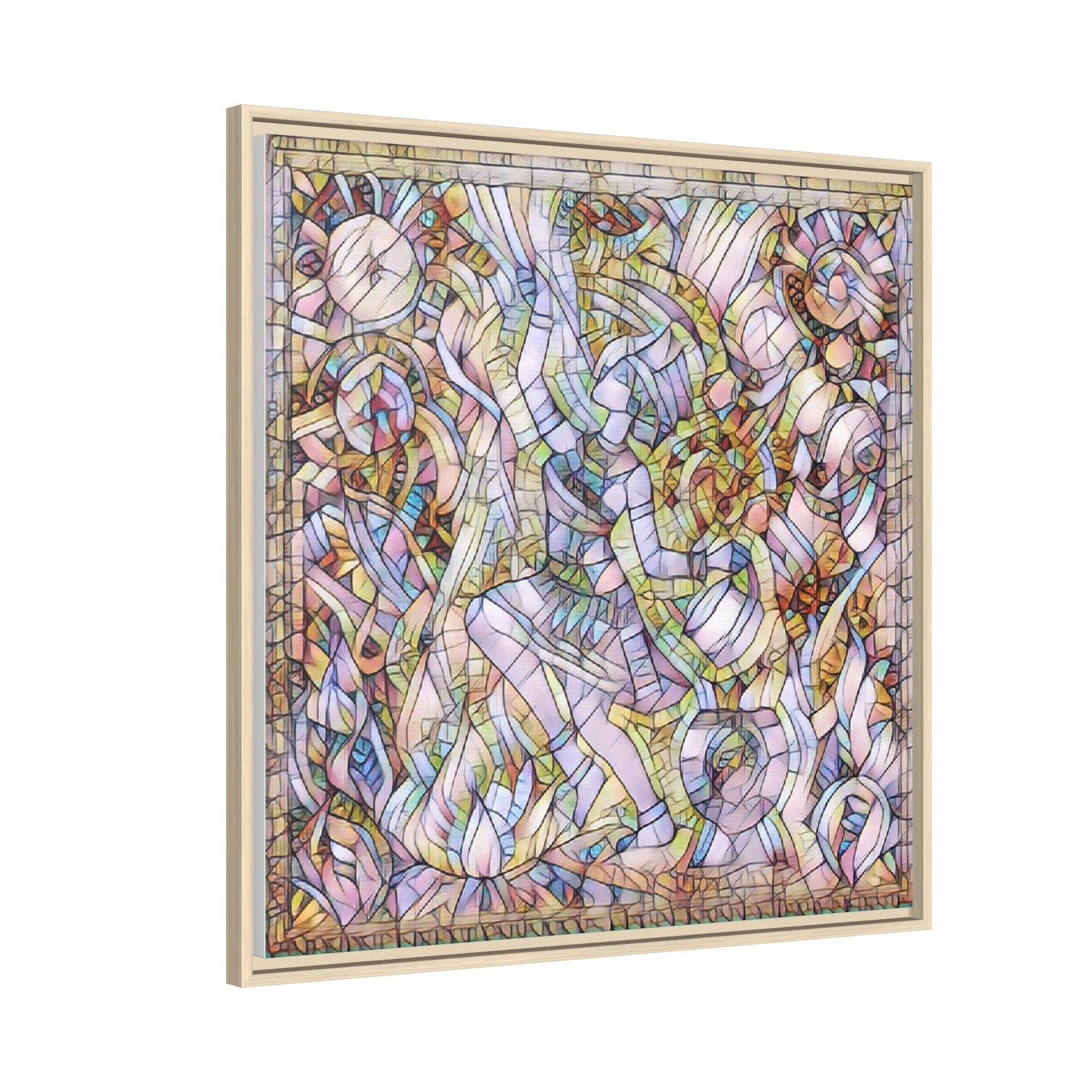 Abstract Stained Glass Dance Matte Framed Canvas