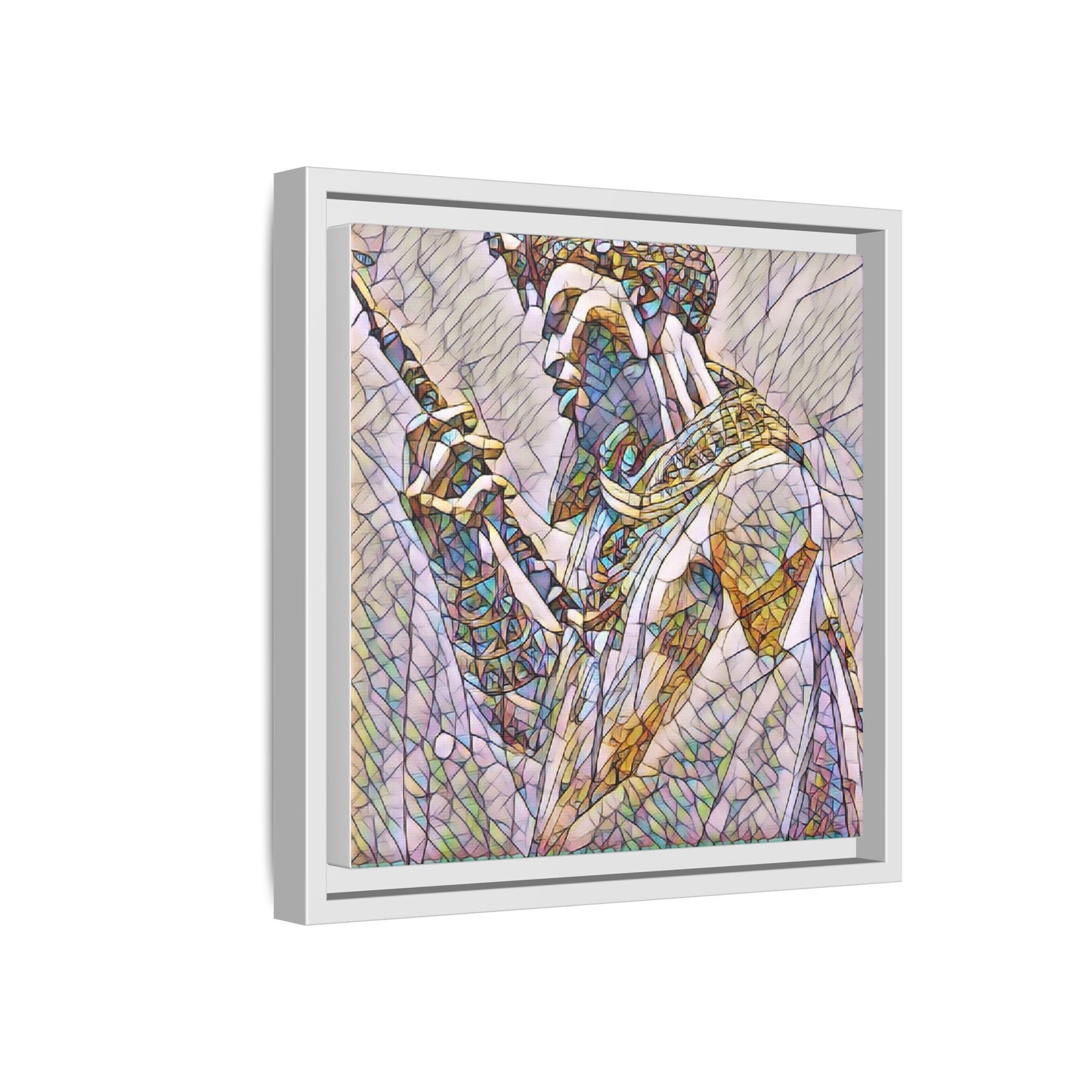 Egyptian Pharaoh Stained Glass Art — Framed Matte Canvas