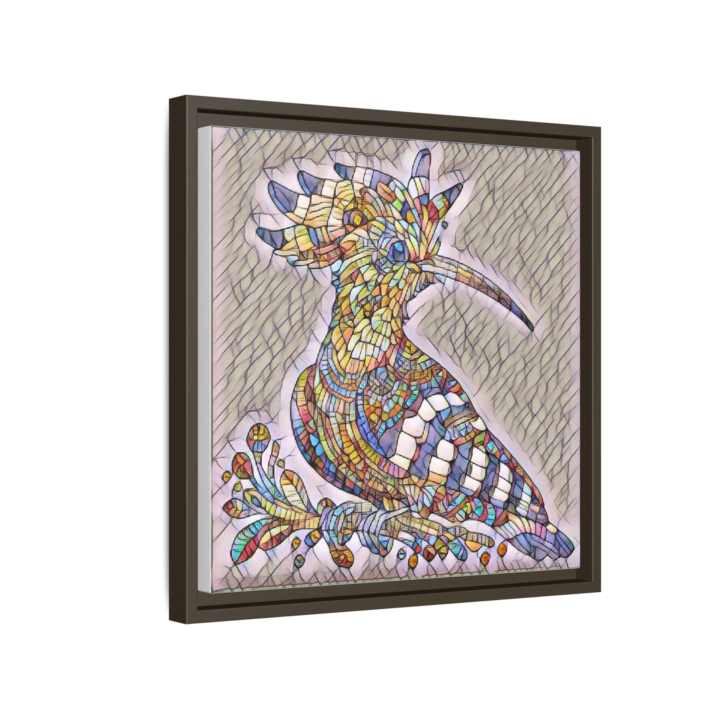 Colorful Mosaic Bird Matte Framed Canvas Wall Art