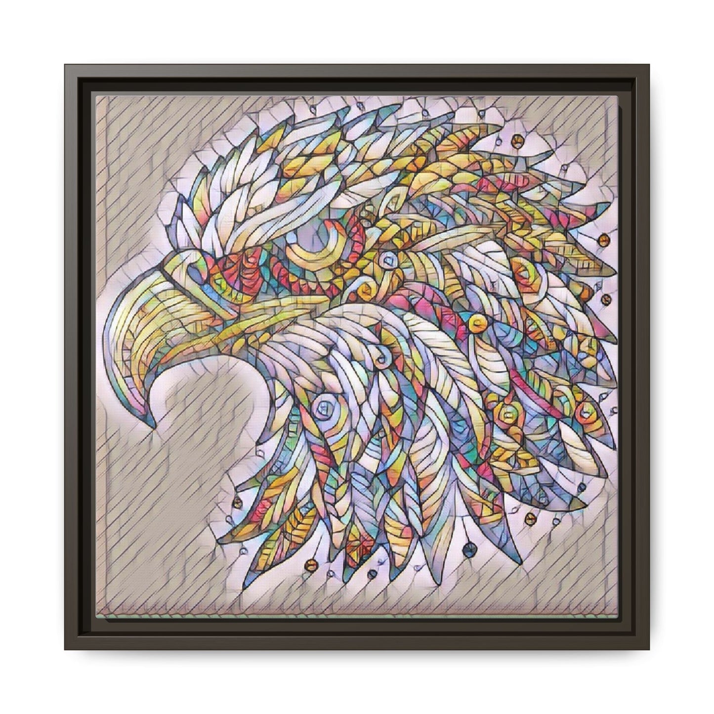 Colorful Eagle Head Matte Framed Canvas Art