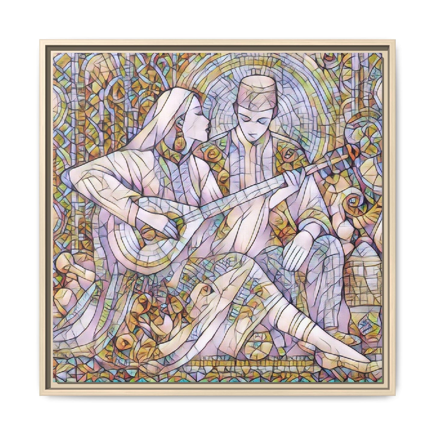 Love Song Serenade - Framed Canvas Wall Art | Guitar Player Romantic Print