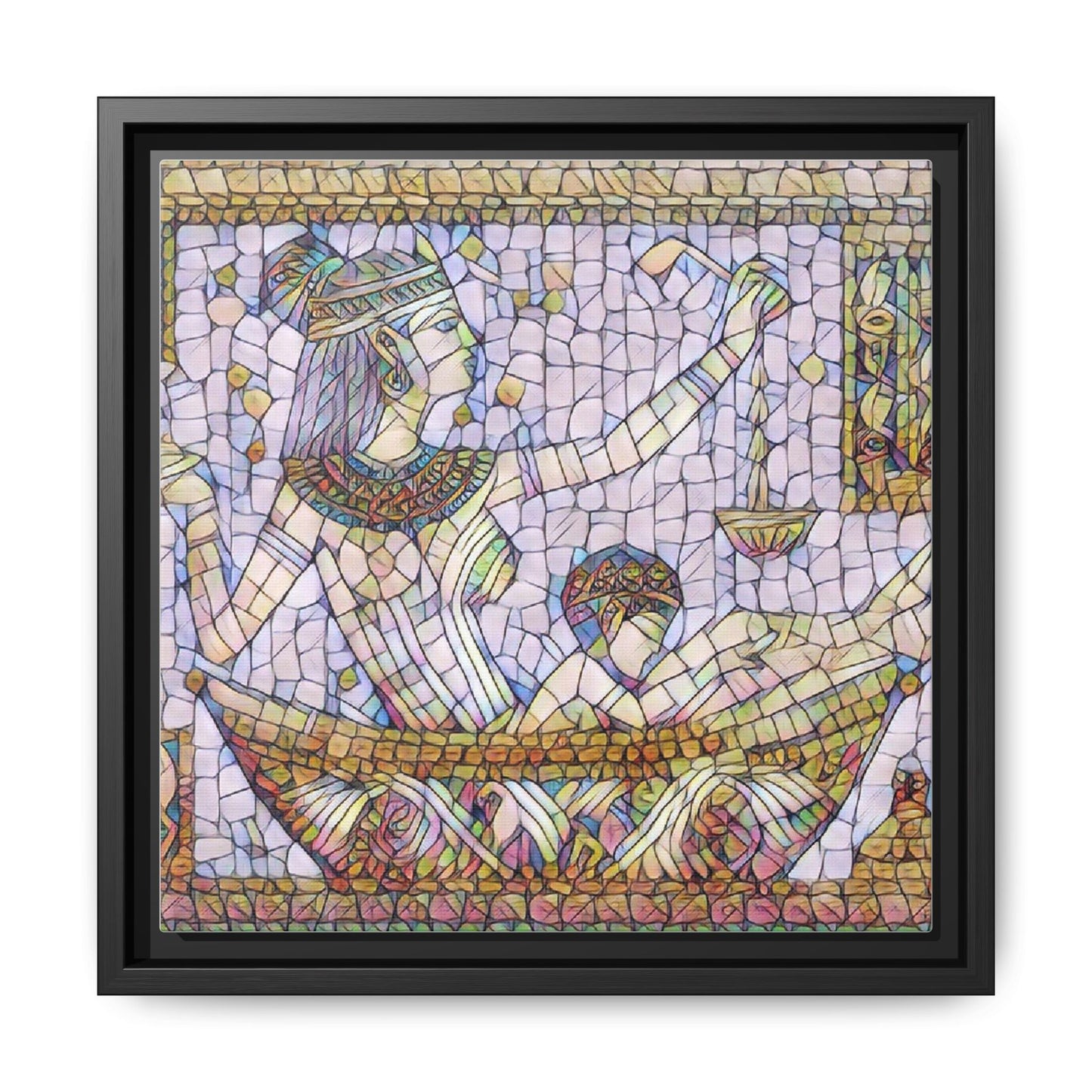 Egyptian Mosaic Goddess Matte Canvas Print (Framed)