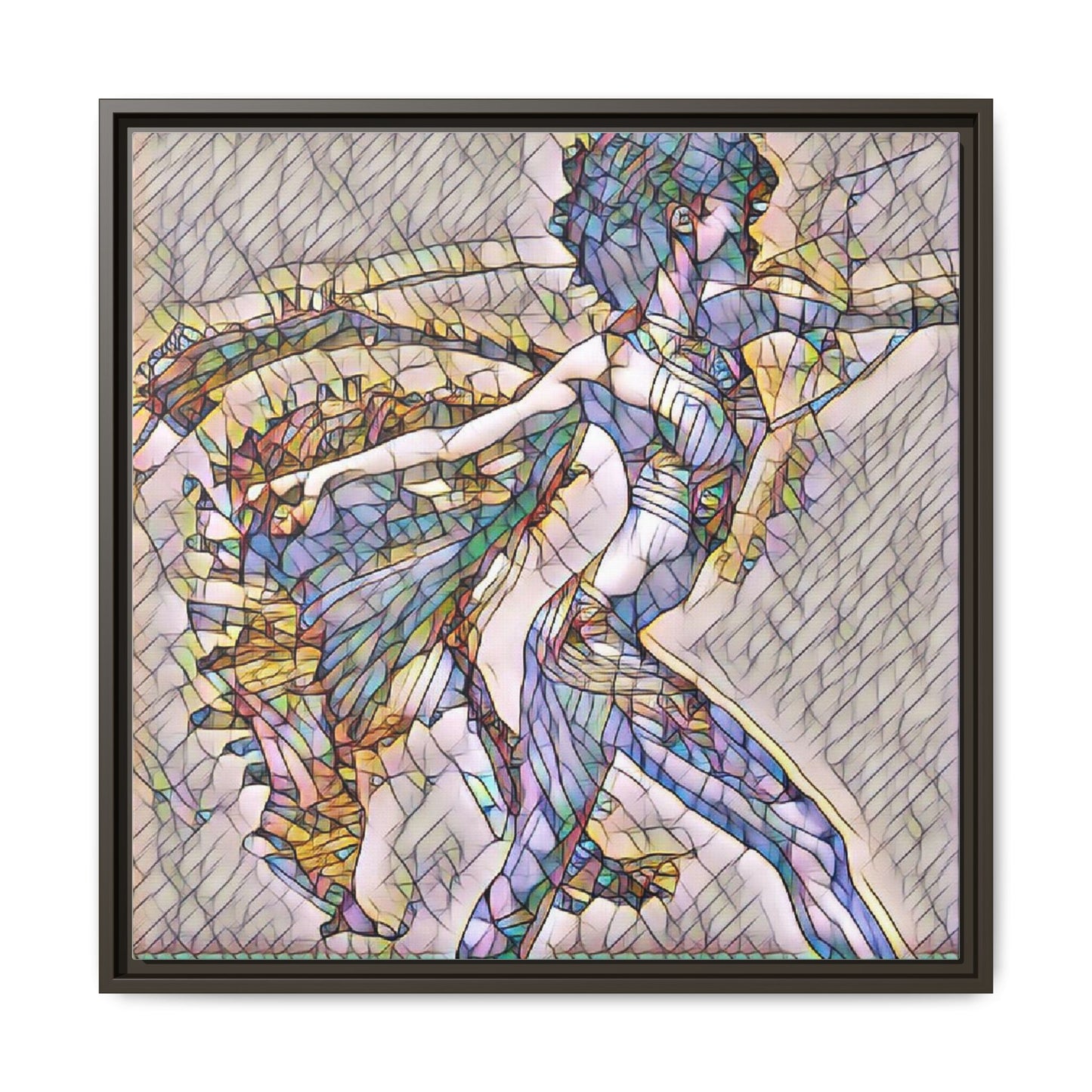 Abstract Stained-Glass Dancer Framed Canvas Art