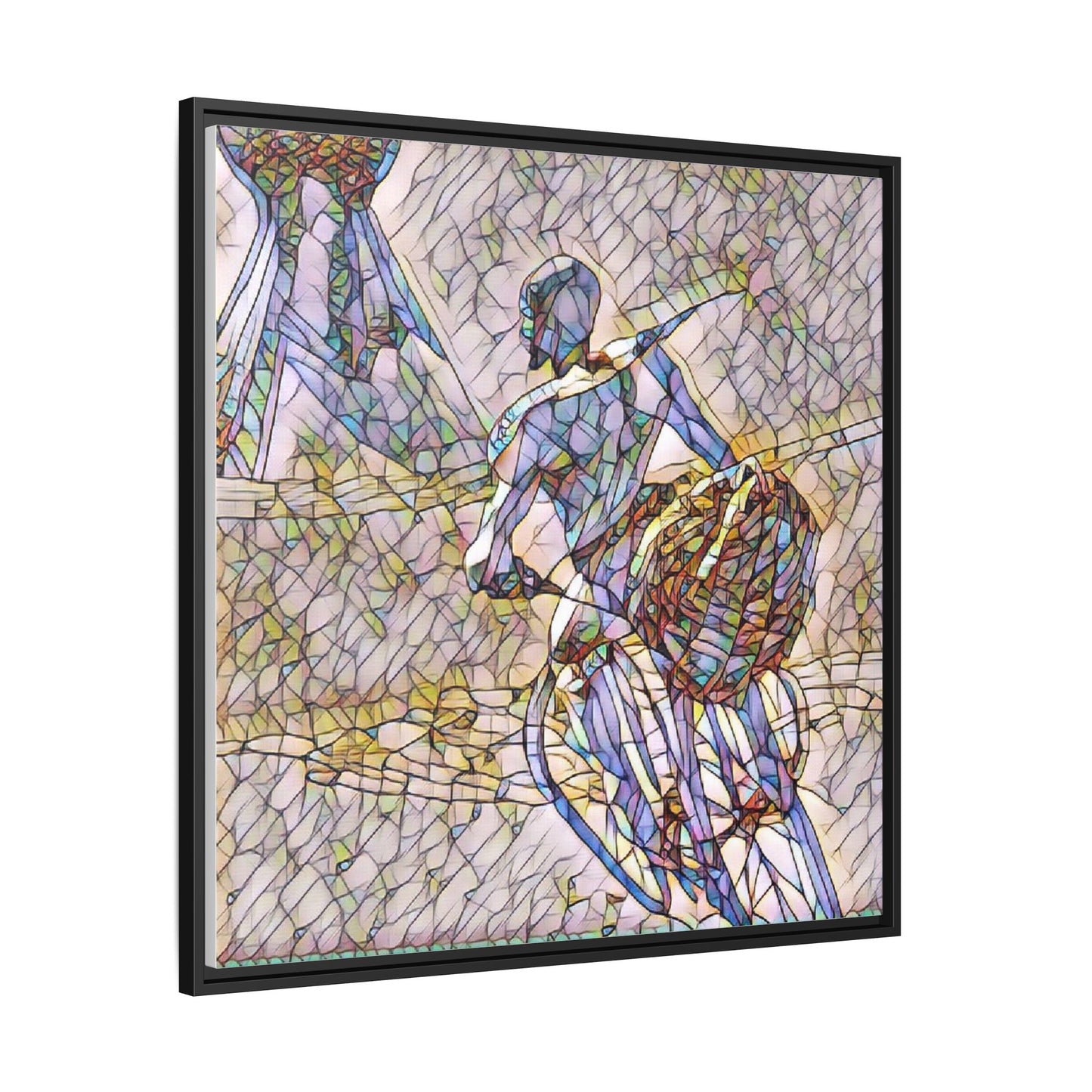 Abstract Stained-Glass Warrior Matte Framed Canvas