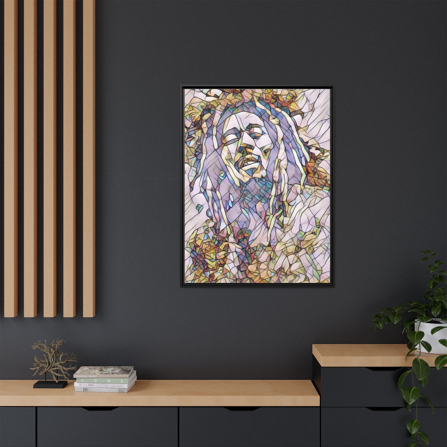 Abstract Multicolor Portrait Matte Canvas Framed Wall Art