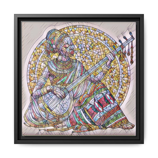 Framed Canvas Art - Colorful Mosaic Musician Wall Decor