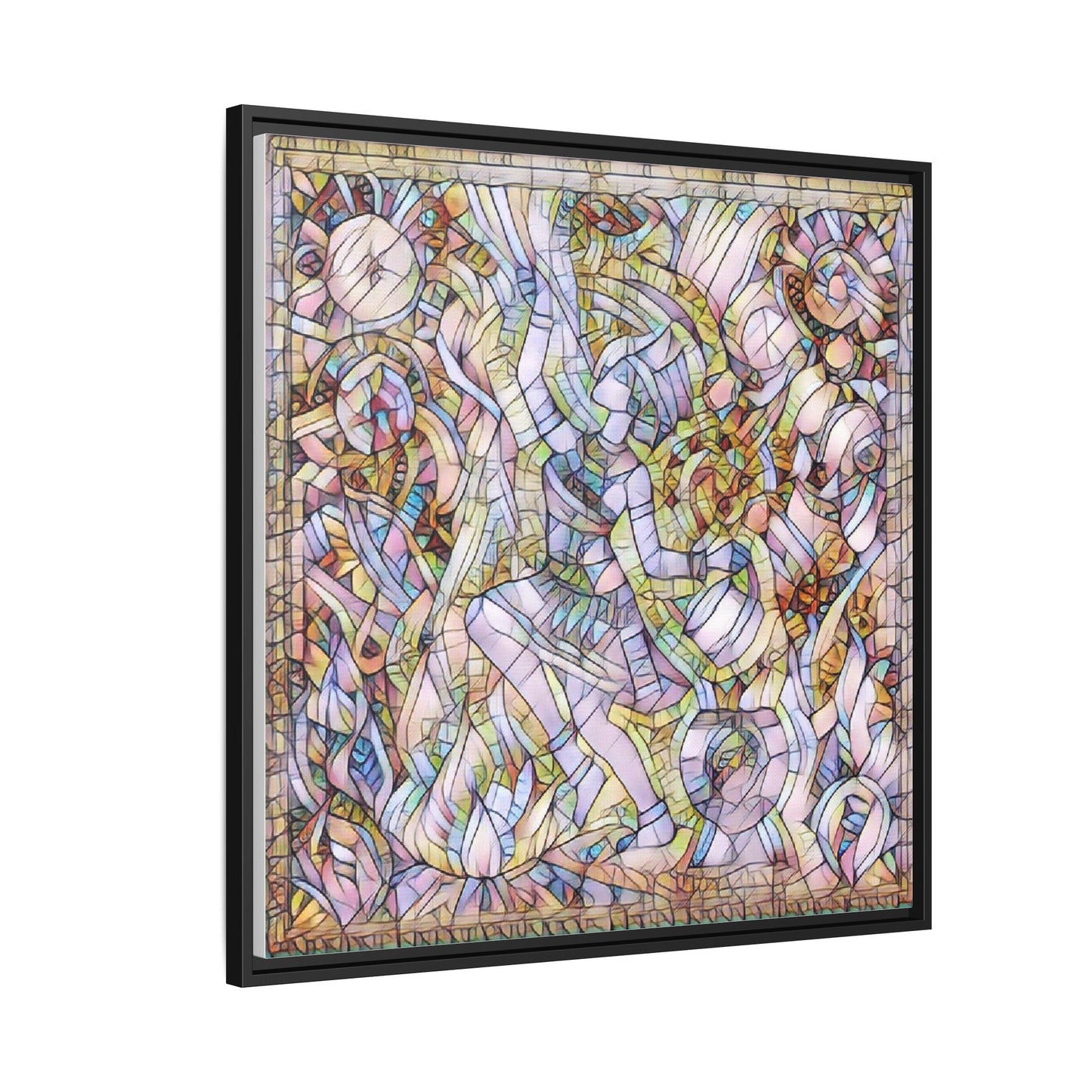 Abstract Stained Glass Dance Matte Framed Canvas