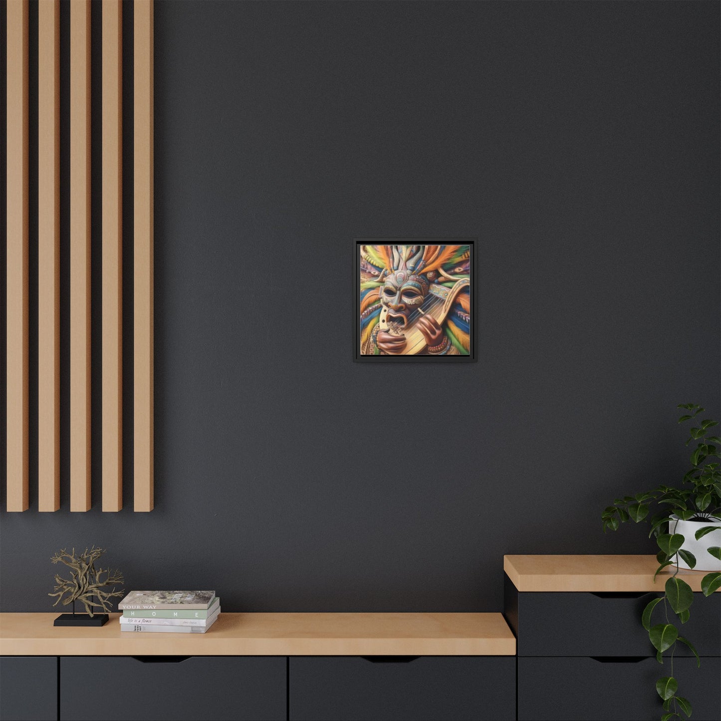 Colorful Tribal Mask Canvas — Framed Matte Wall Art