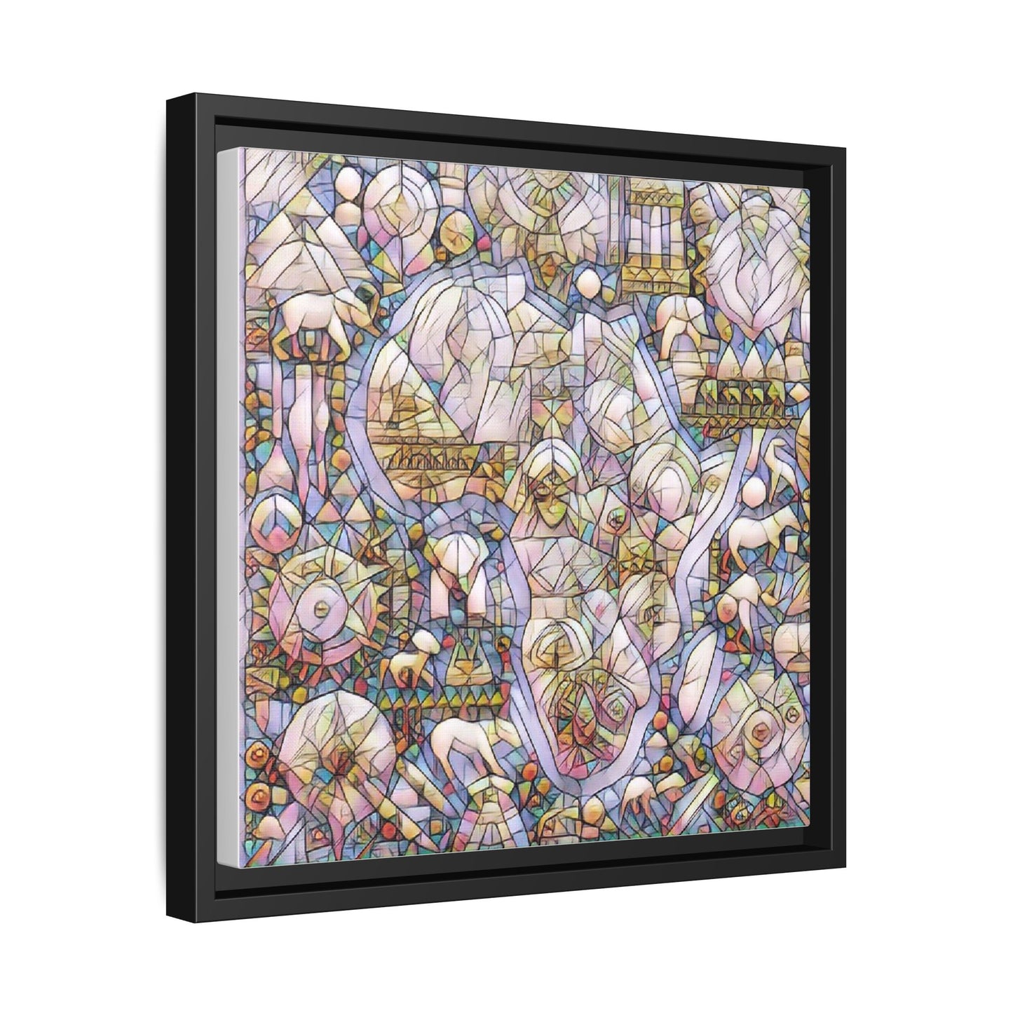 Abstract Stained-Glass Style Framed Canvas Print