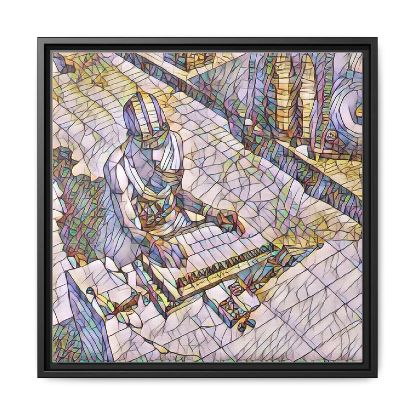 Abstract DJ Skateboarder Matte Framed Canvas – Colorful Urban Music Art Print