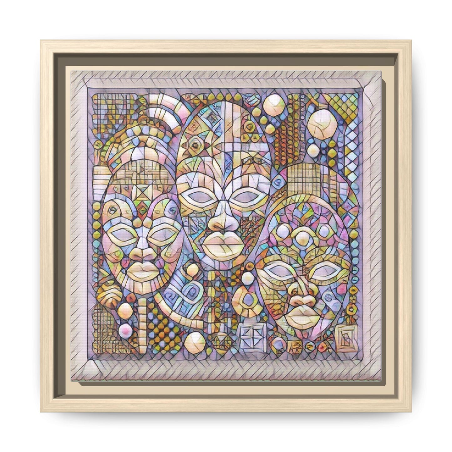 Abstract African Mask Art — Framed Matte Canvas Wall Art