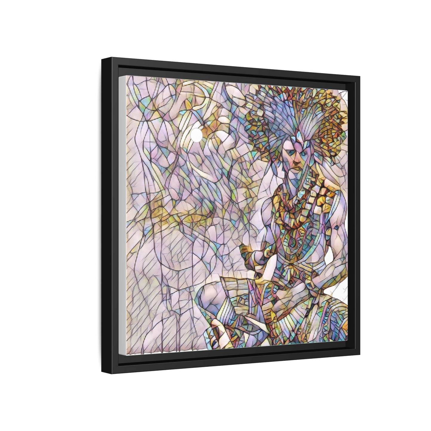 Framed Matte Canvas Art — Colorful Tribal Warrior Illustration