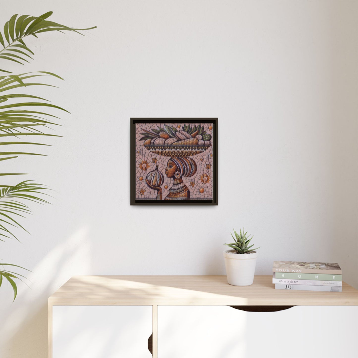 Egyptian Mosaic Goddess Matte Framed Canvas Wall Art
