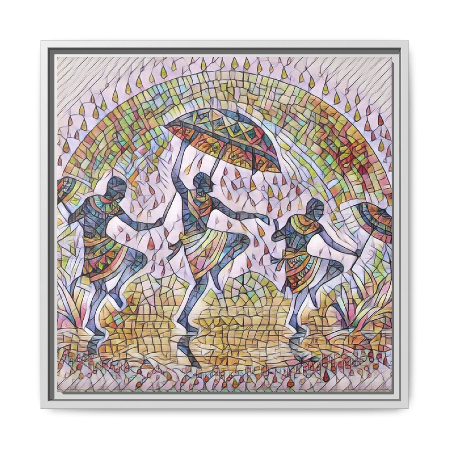 Framed Canvas Art — Colorful African Dance Mosaic