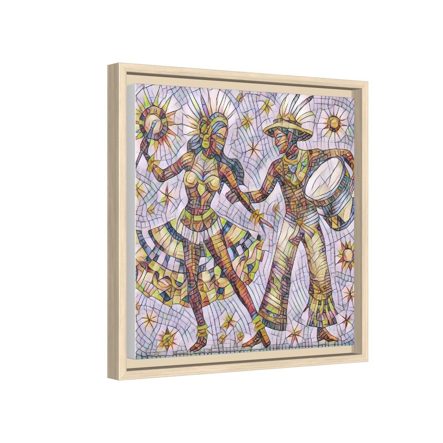 Carnival Dancers Framed Canvas Art — Colorful Samba Rhythm Wall Decor