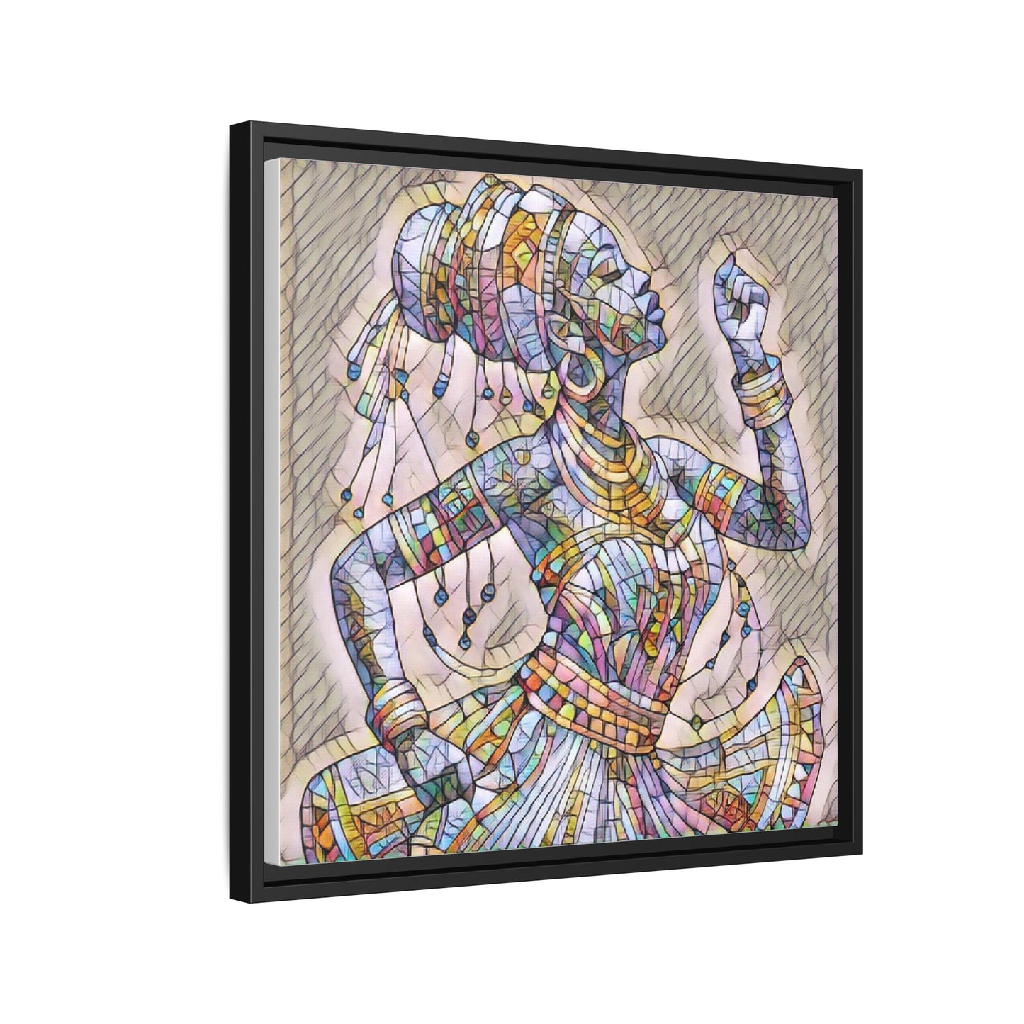 Framed Canvas Art — Colorful Mosaic Dancer