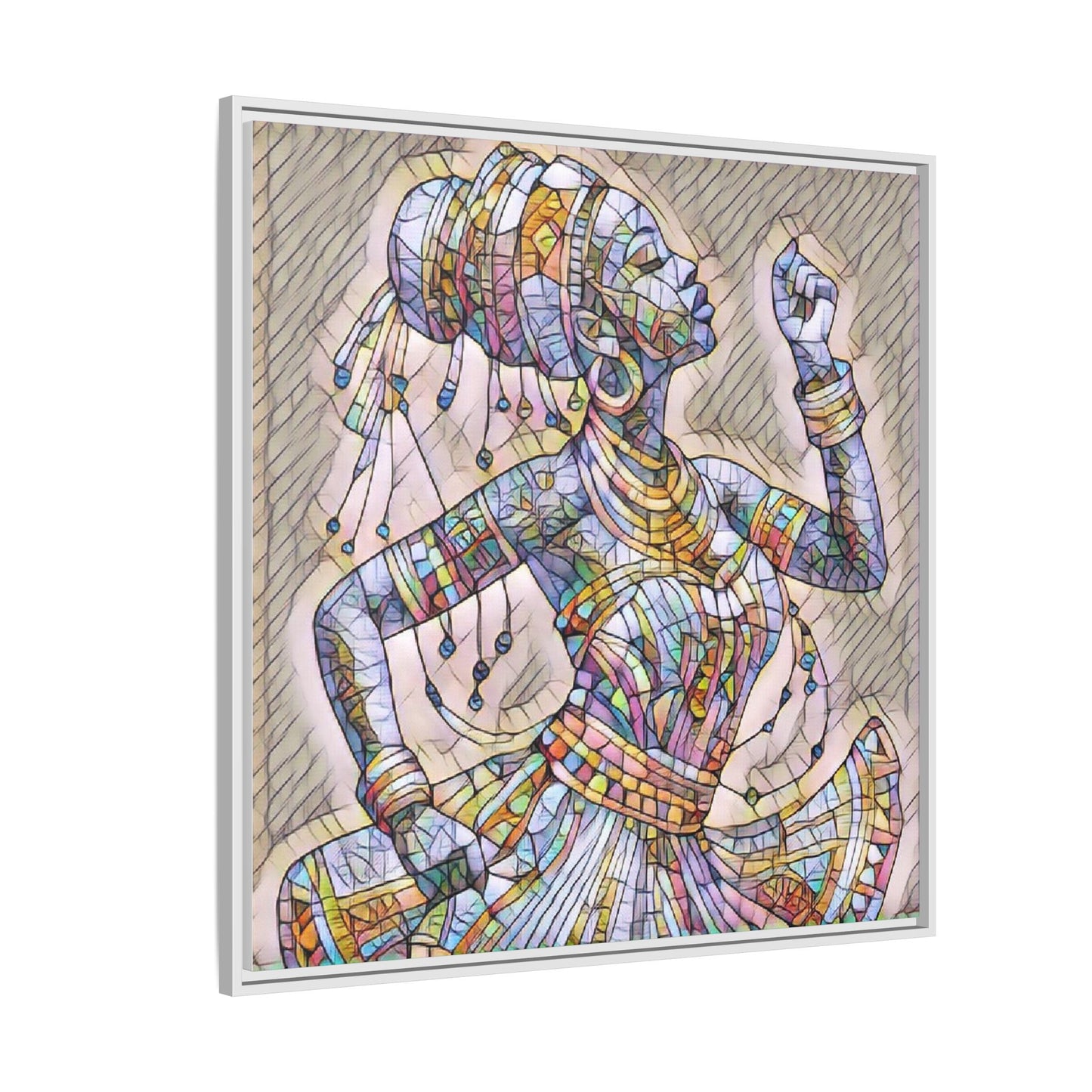 Framed Canvas Art — Colorful Mosaic Dancer