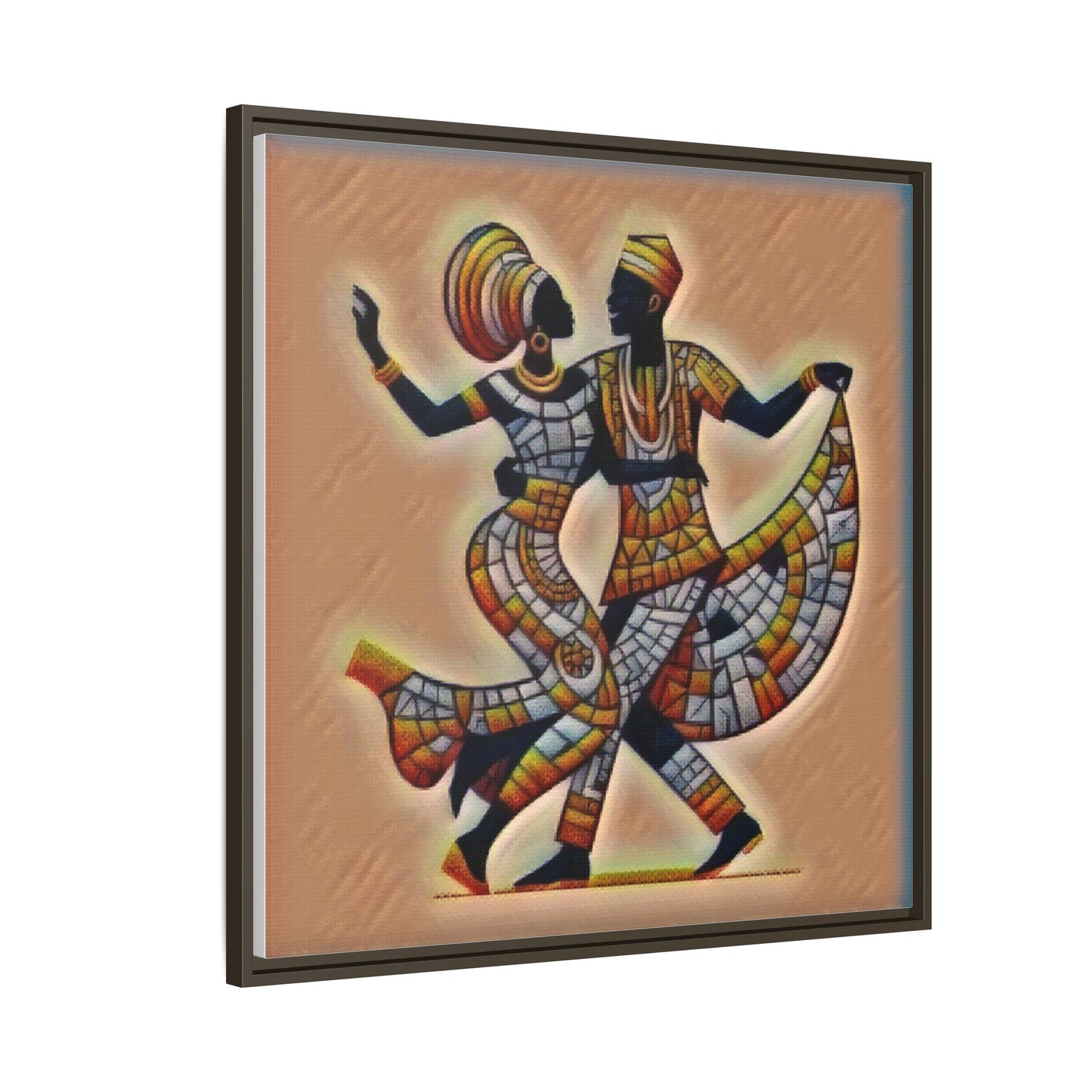 Framed African Dance Mosaic Art Print — Matte Canvas Wall Decor