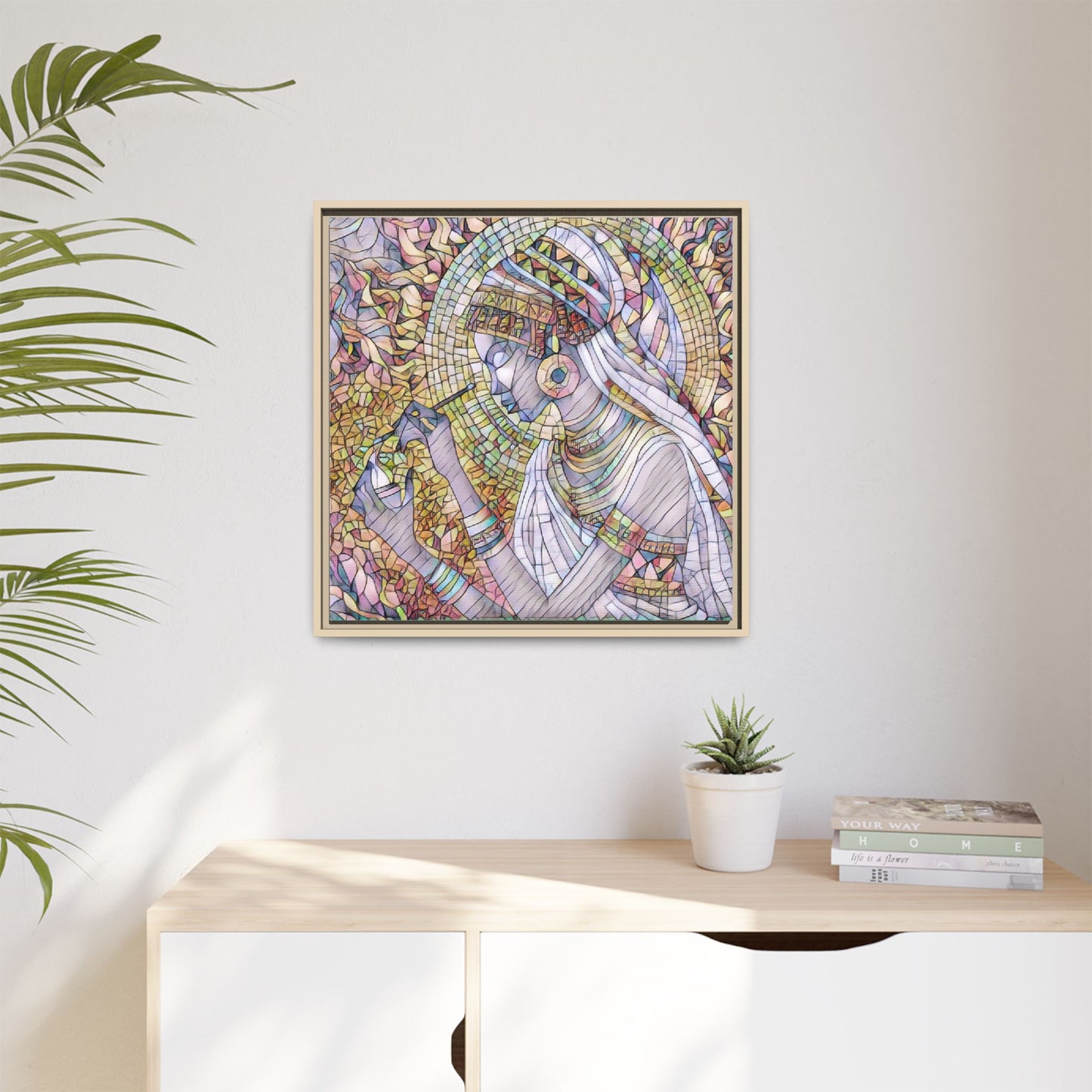 Egyptian Goddess Stained-Glass Matte Canvas (Framed)