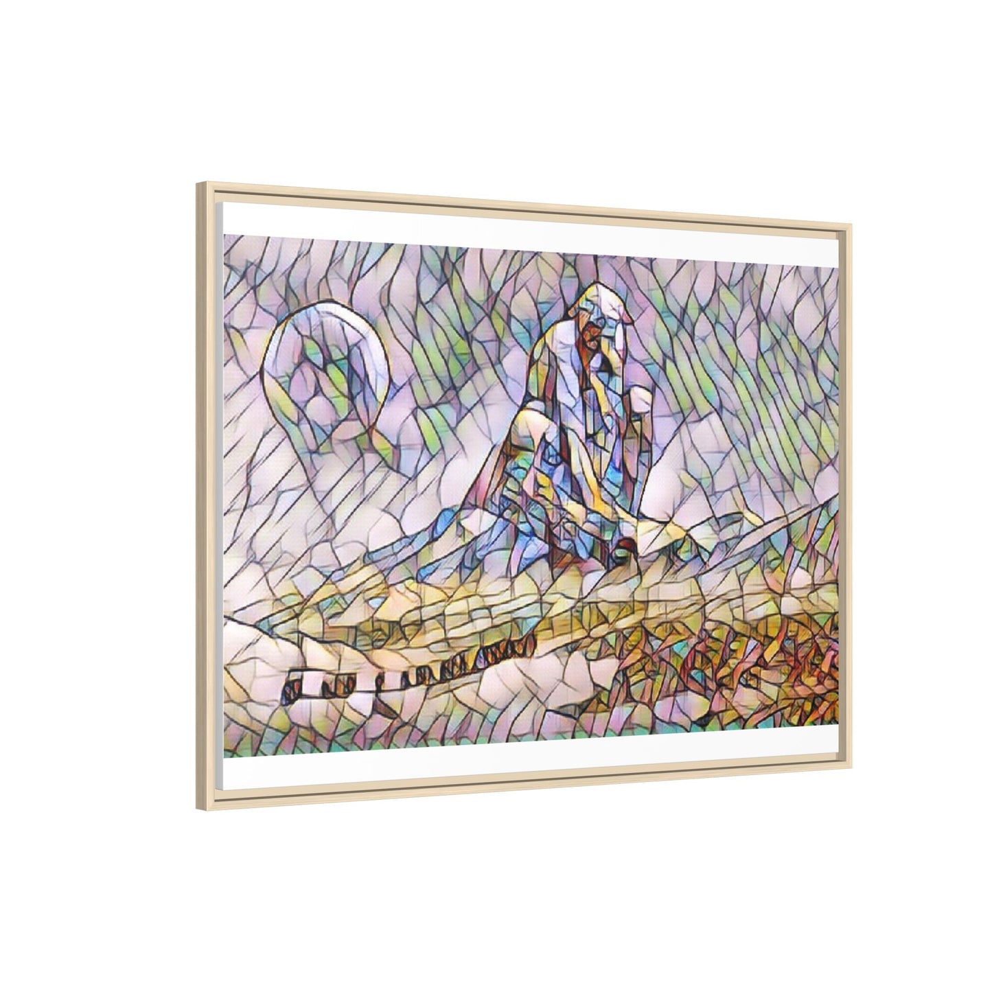 Stained-Glass Surfing Canvas Print — Framed Matte Wall Art