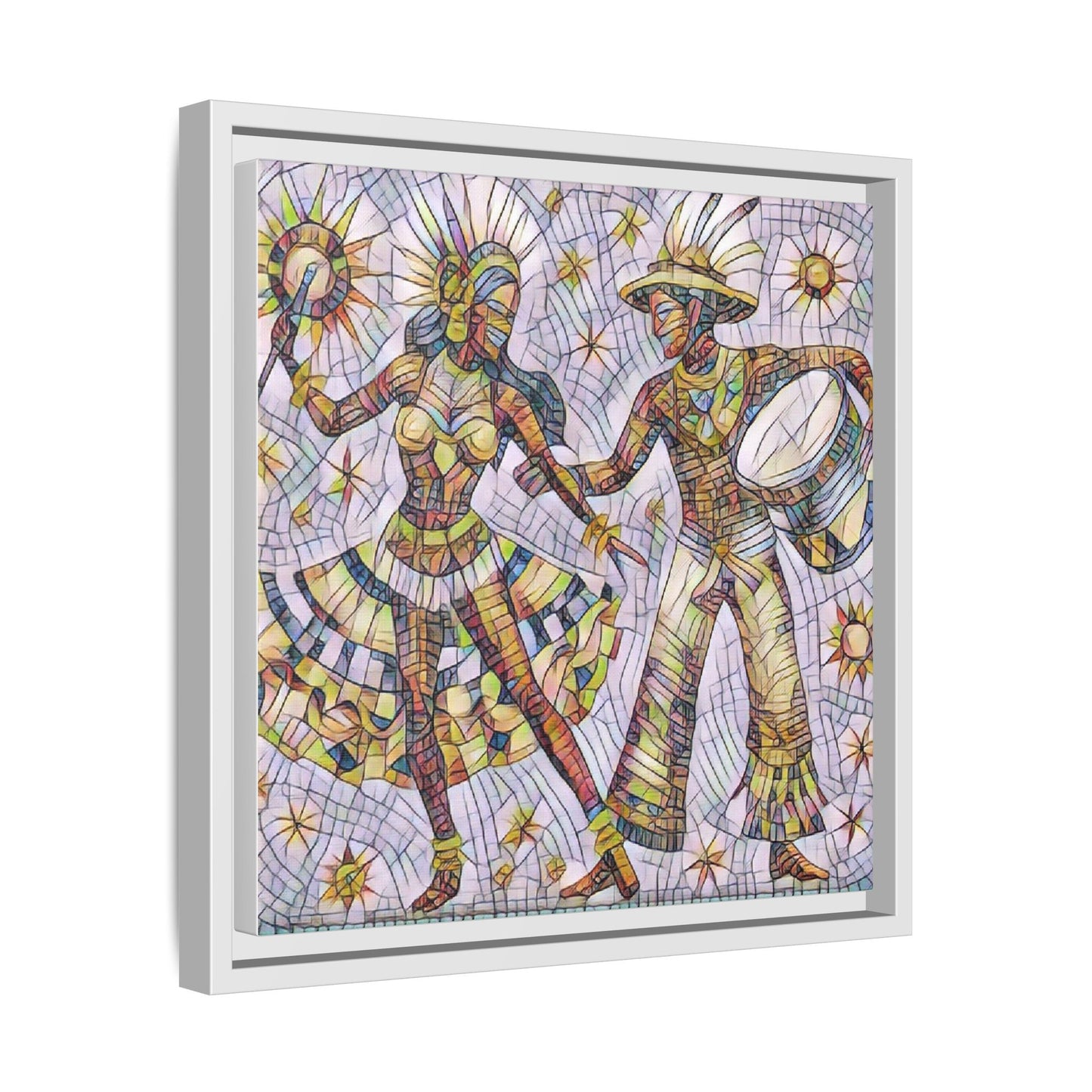 Carnival Dancers Framed Canvas Art – Colorful Samba Couple Print