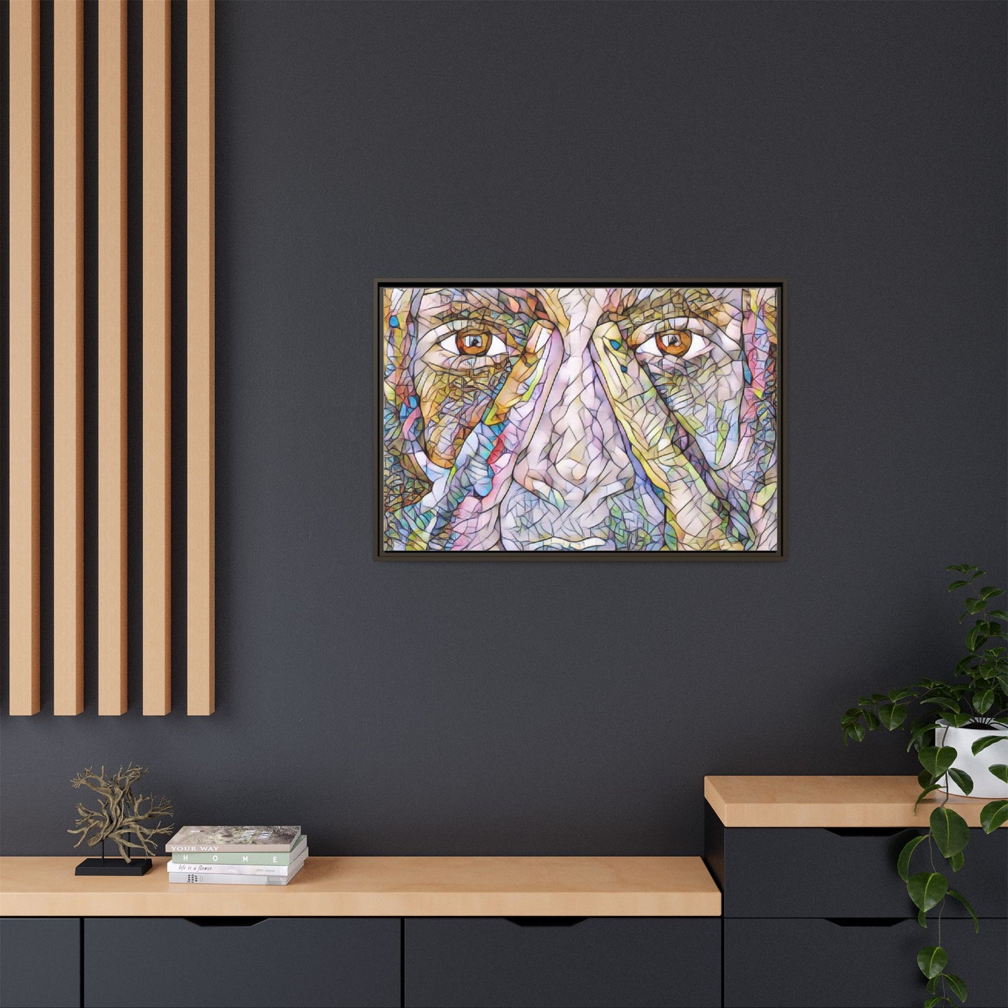 Abstract Stained-Glass Face Matte Canvas Framed Wall Art