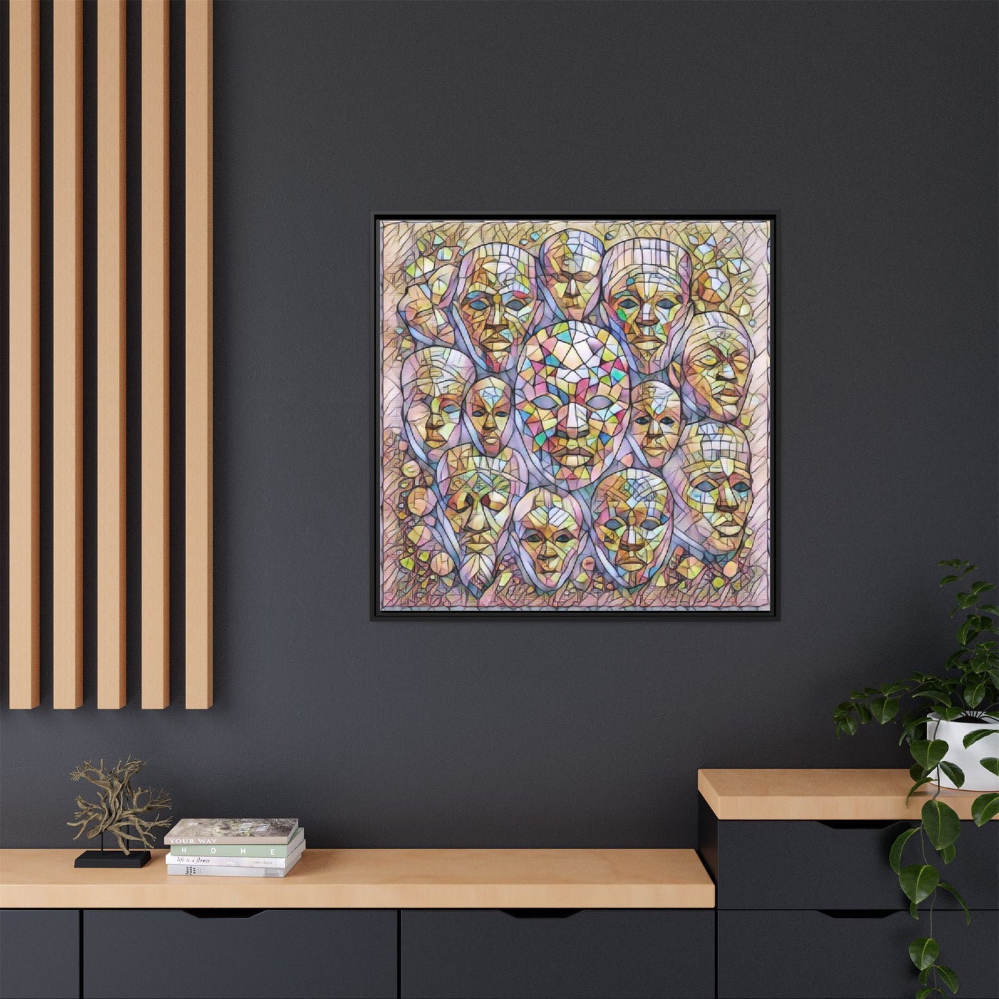 Framed Art Print — Mosaic Faces Matte Canvas