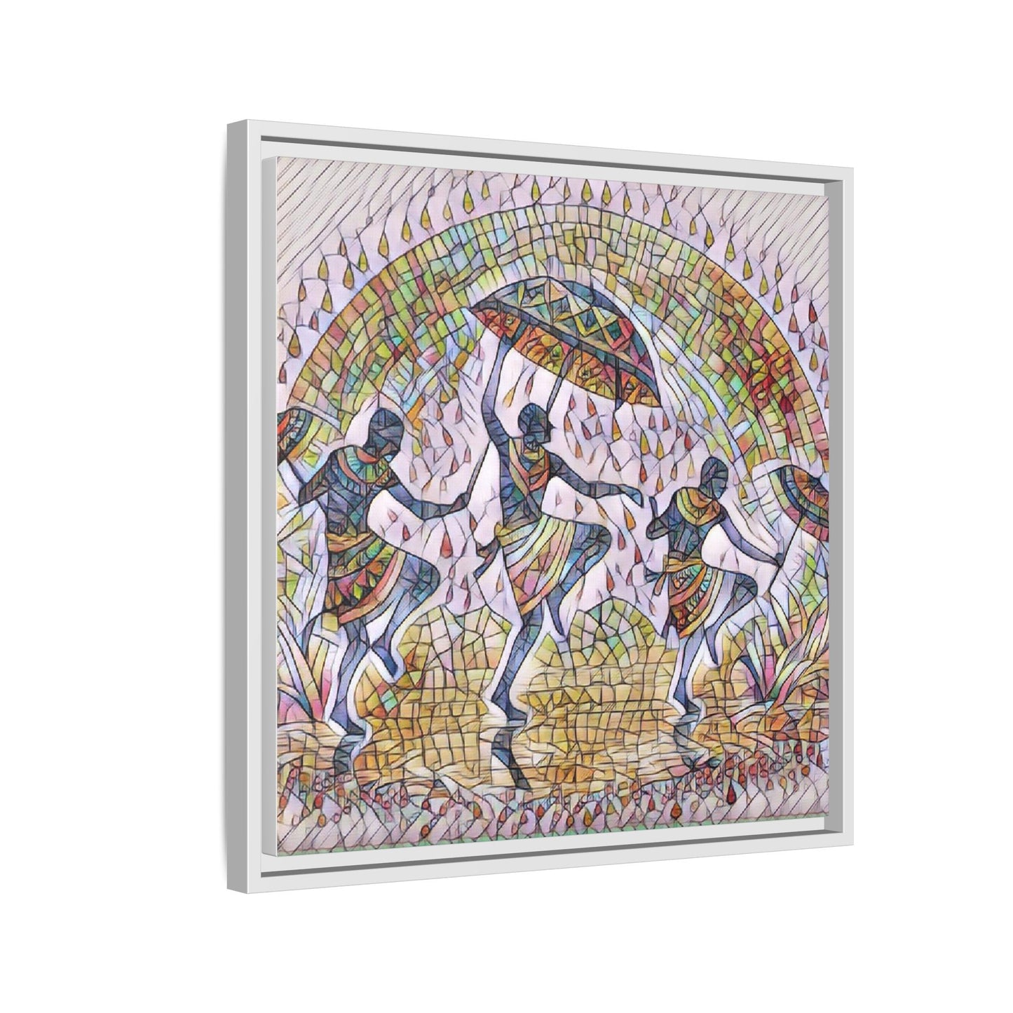 Framed Canvas Art — Colorful African Dance Mosaic