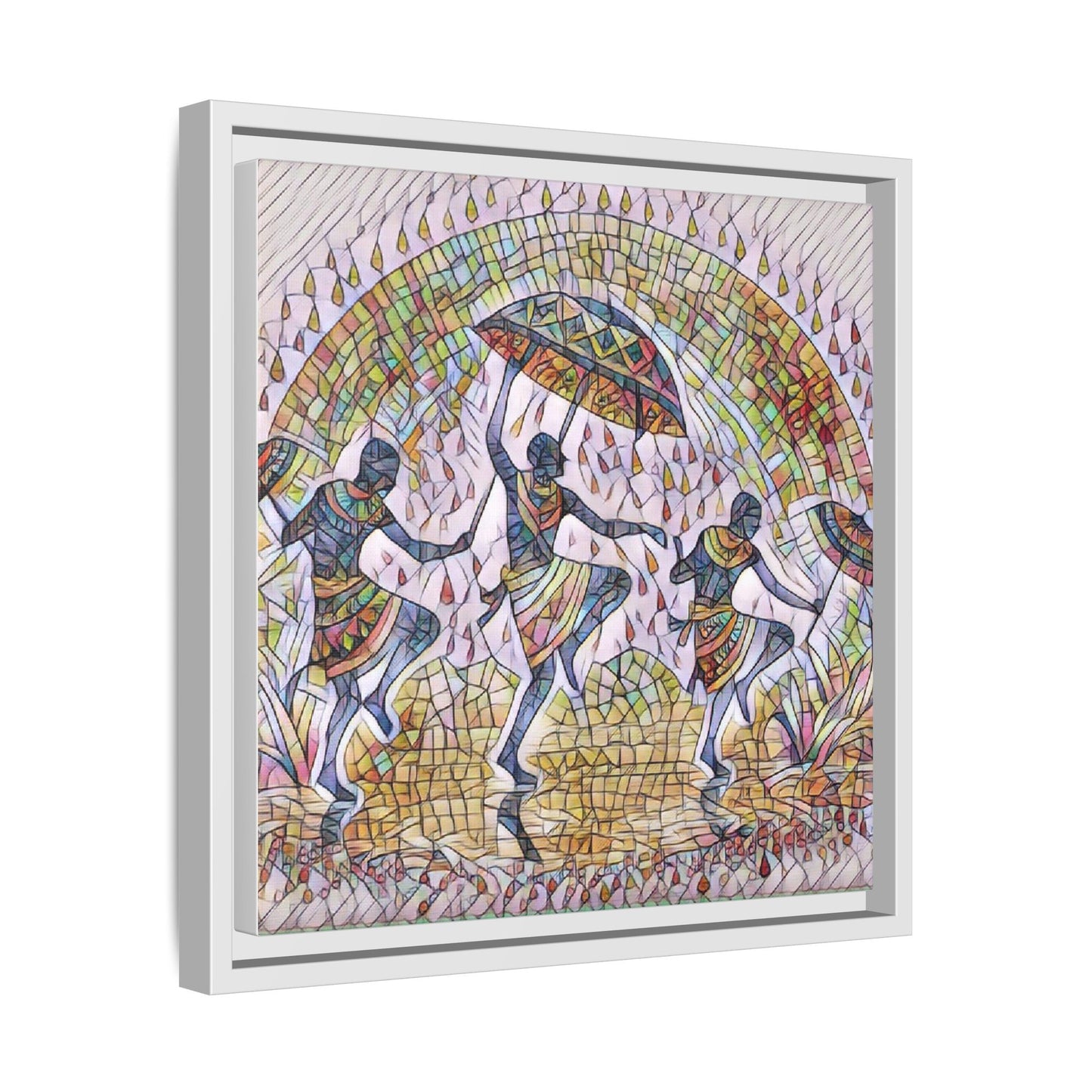 Framed Canvas Art — Colorful African Dance Mosaic