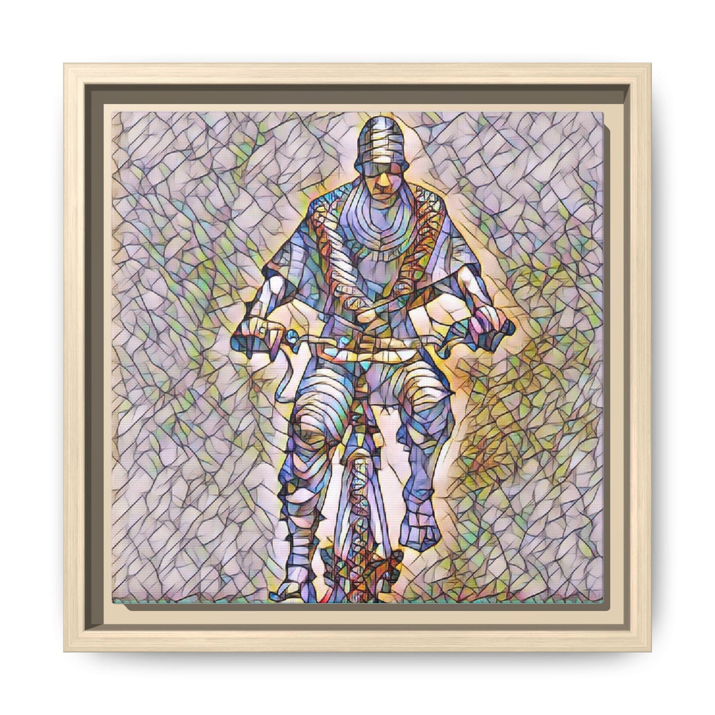 Yekhee Bicycle Rider - Framed Canvas Wall Art Print | Cycling Decor