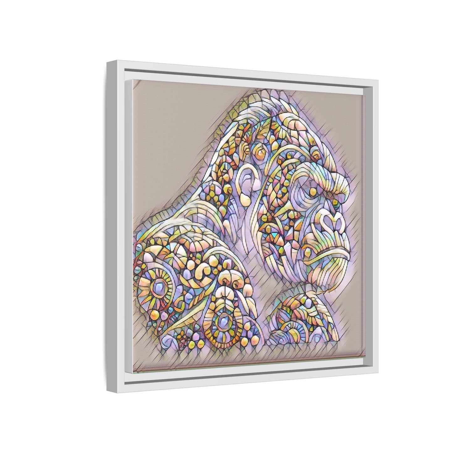 Colorful Ornate Gorilla Matte Canvas Framed Wall Art