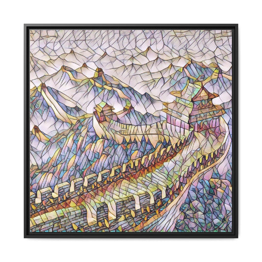 Stained-Glass Great Wall Matte Framed Canvas Print