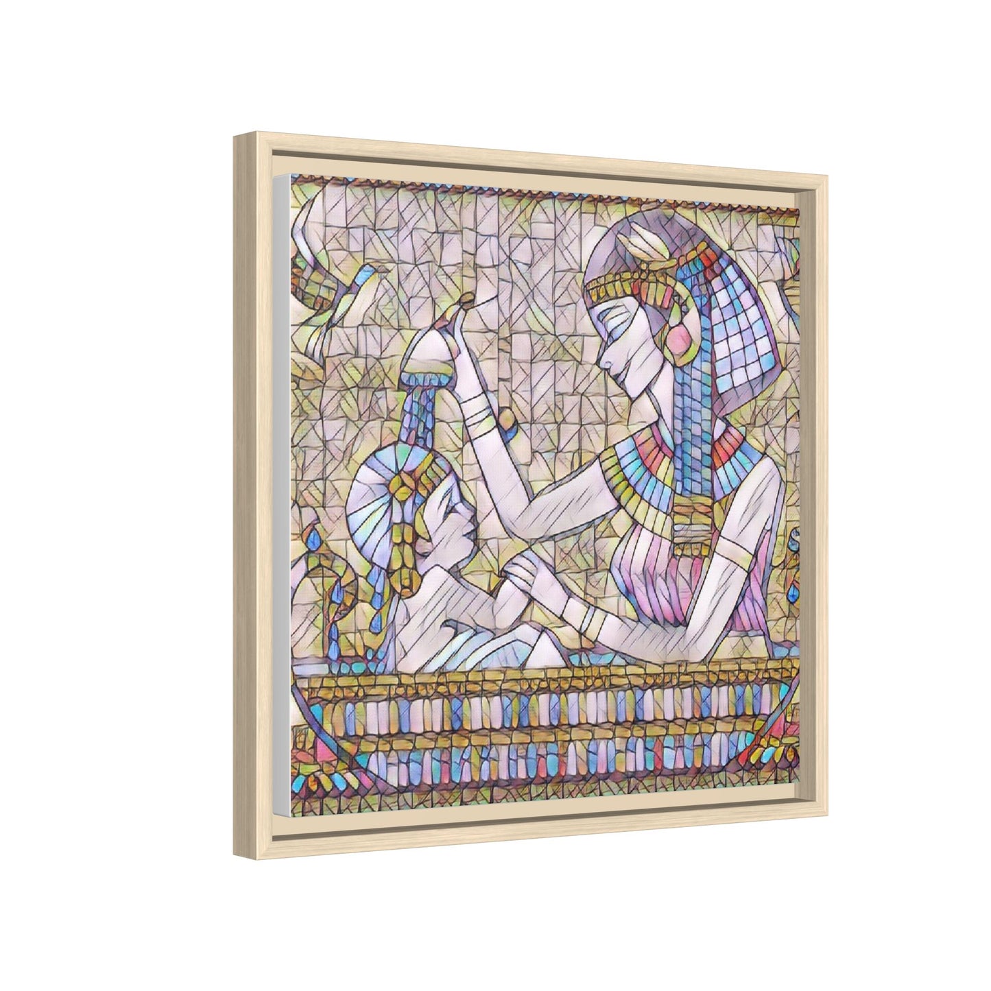 Egyptian Mosaic Mother & Child Framed Matte Canvas