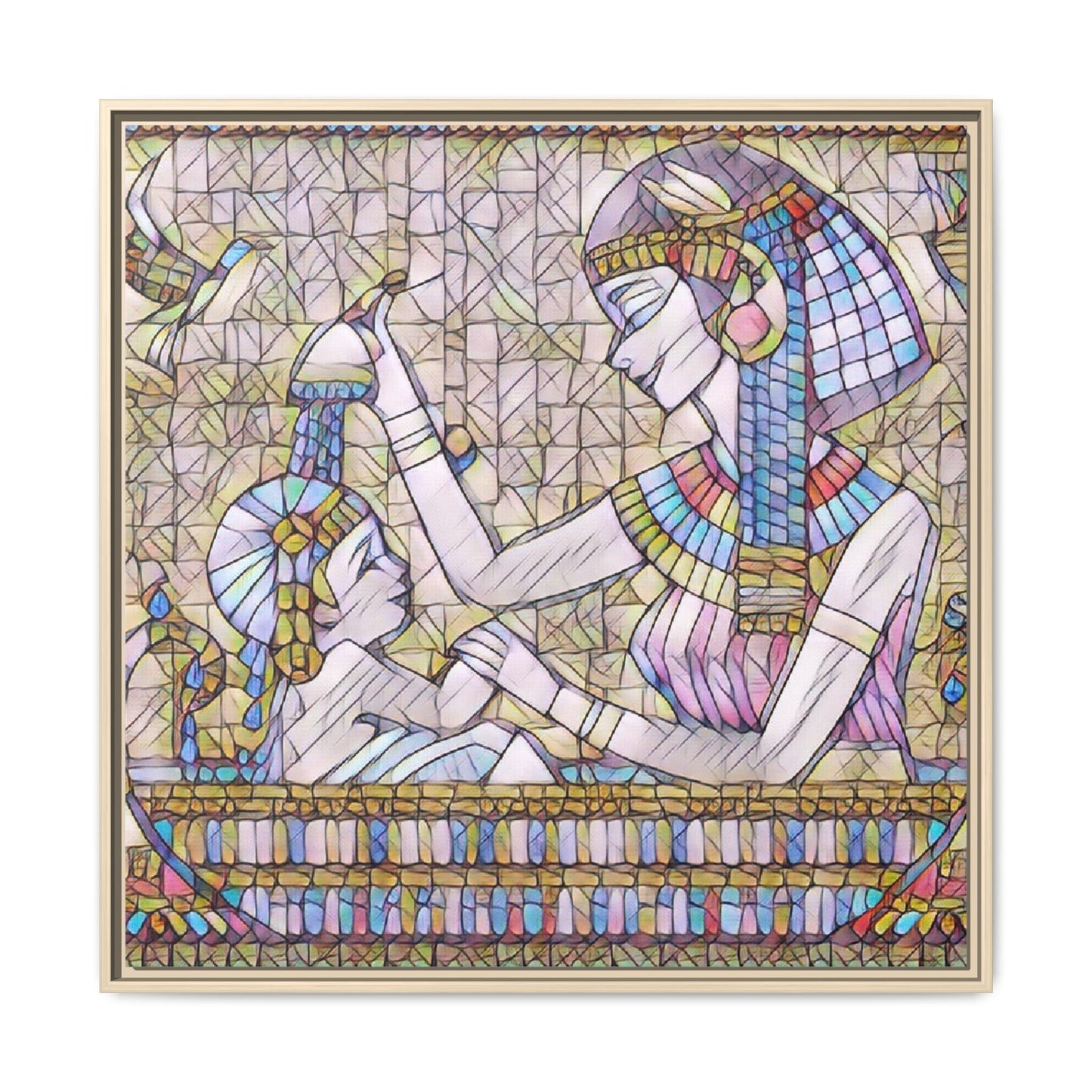 Egyptian Mosaic Mother & Child Framed Matte Canvas