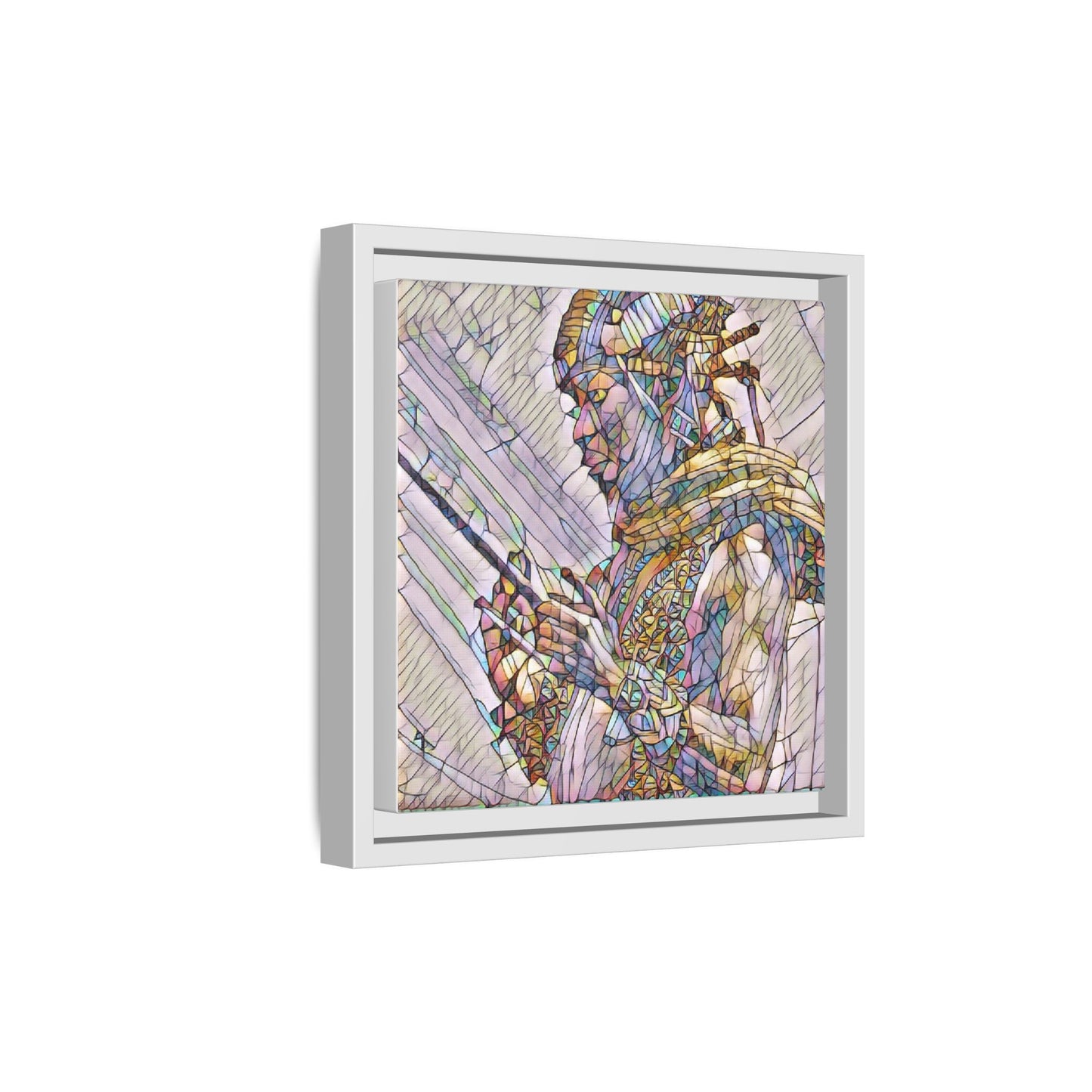 Framed Canvas Art - Colorful Tribal Warrior Portrait (Matte)